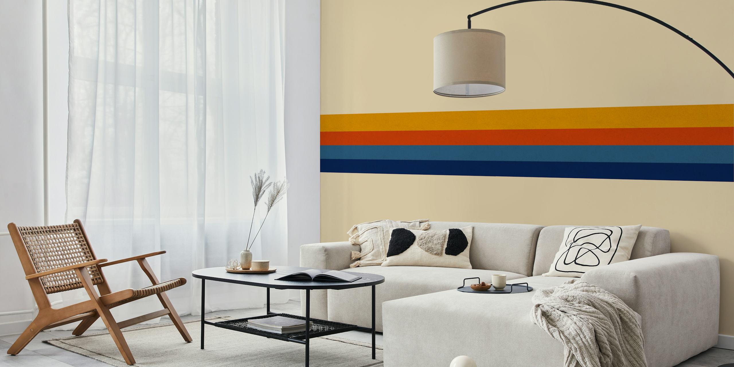 Classic Retro Stripes 70s tapet i ett rum