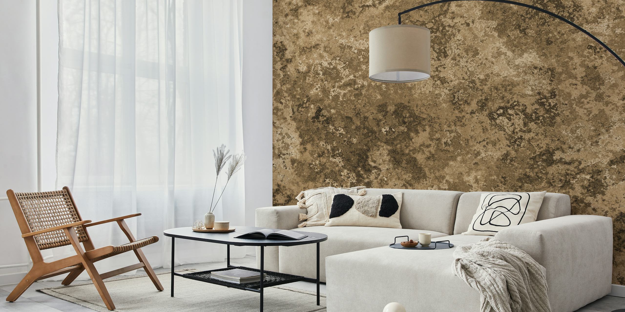 Earthy sepia brown moss texture wall mural