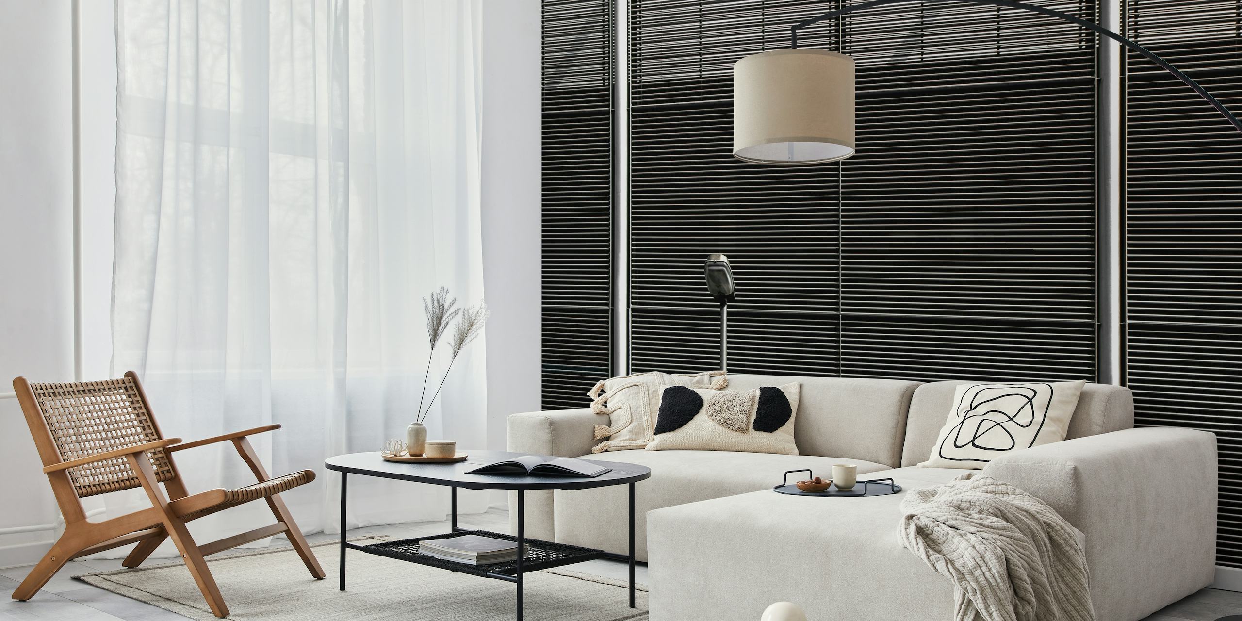 Abstract symmetrical pattern of metal blinds wall mural