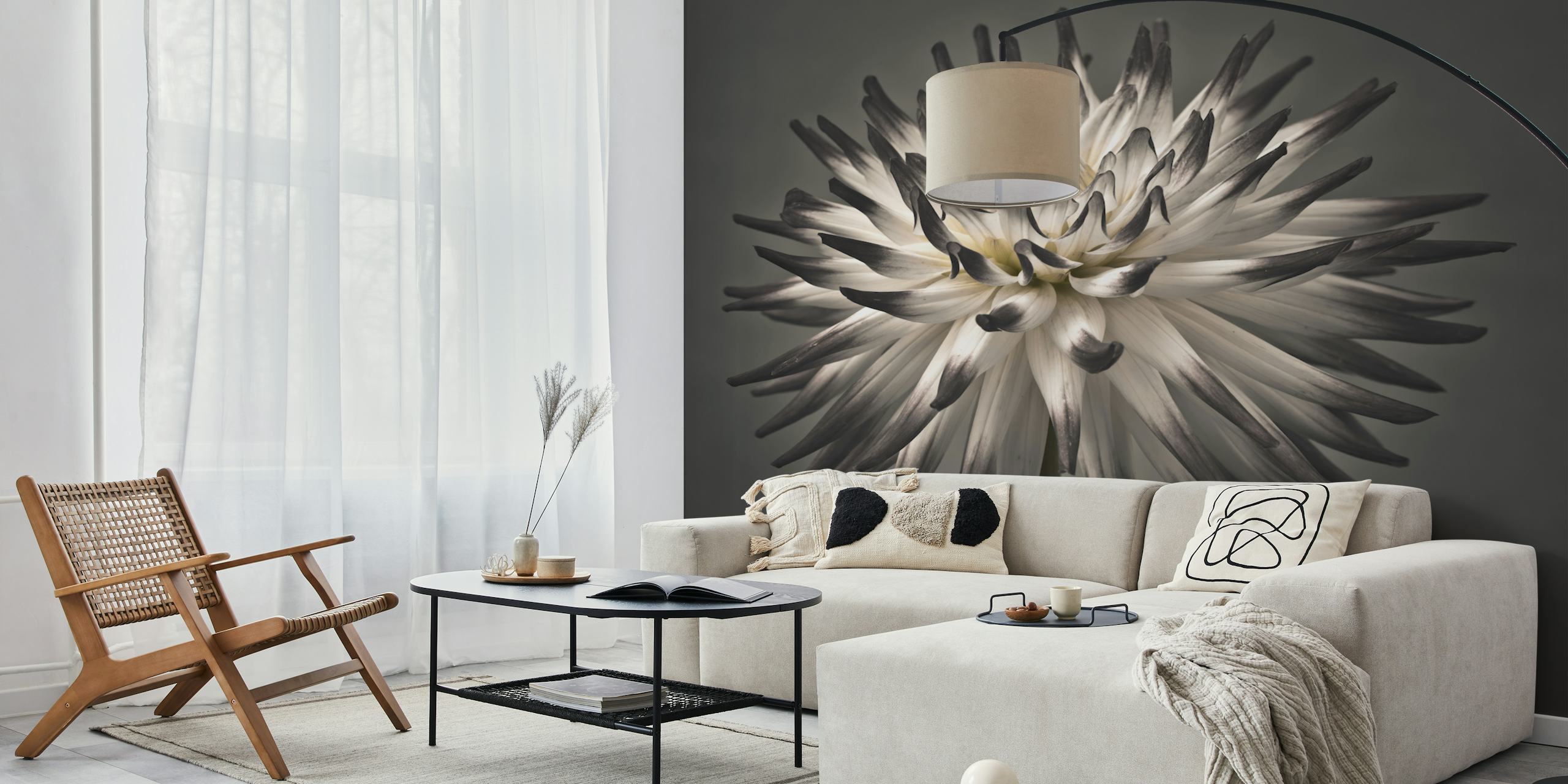 Papel pintado Delicate Dahlia en una habitación