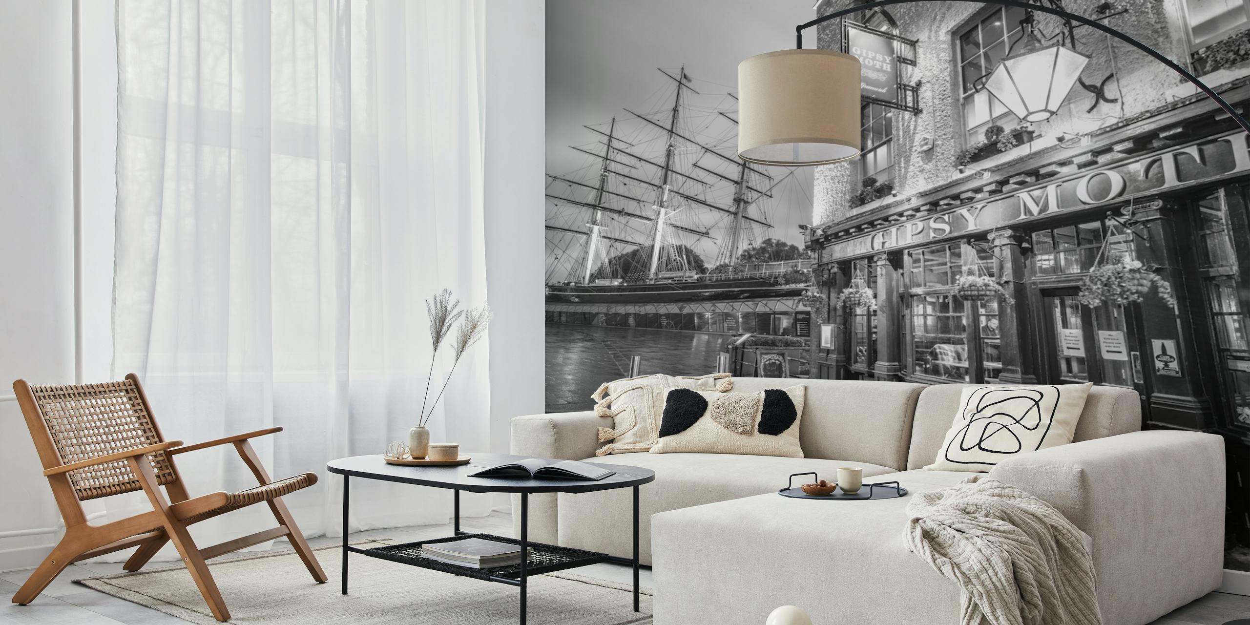 Cutty Sark and Gipsy Moth pub wallpaper in a room