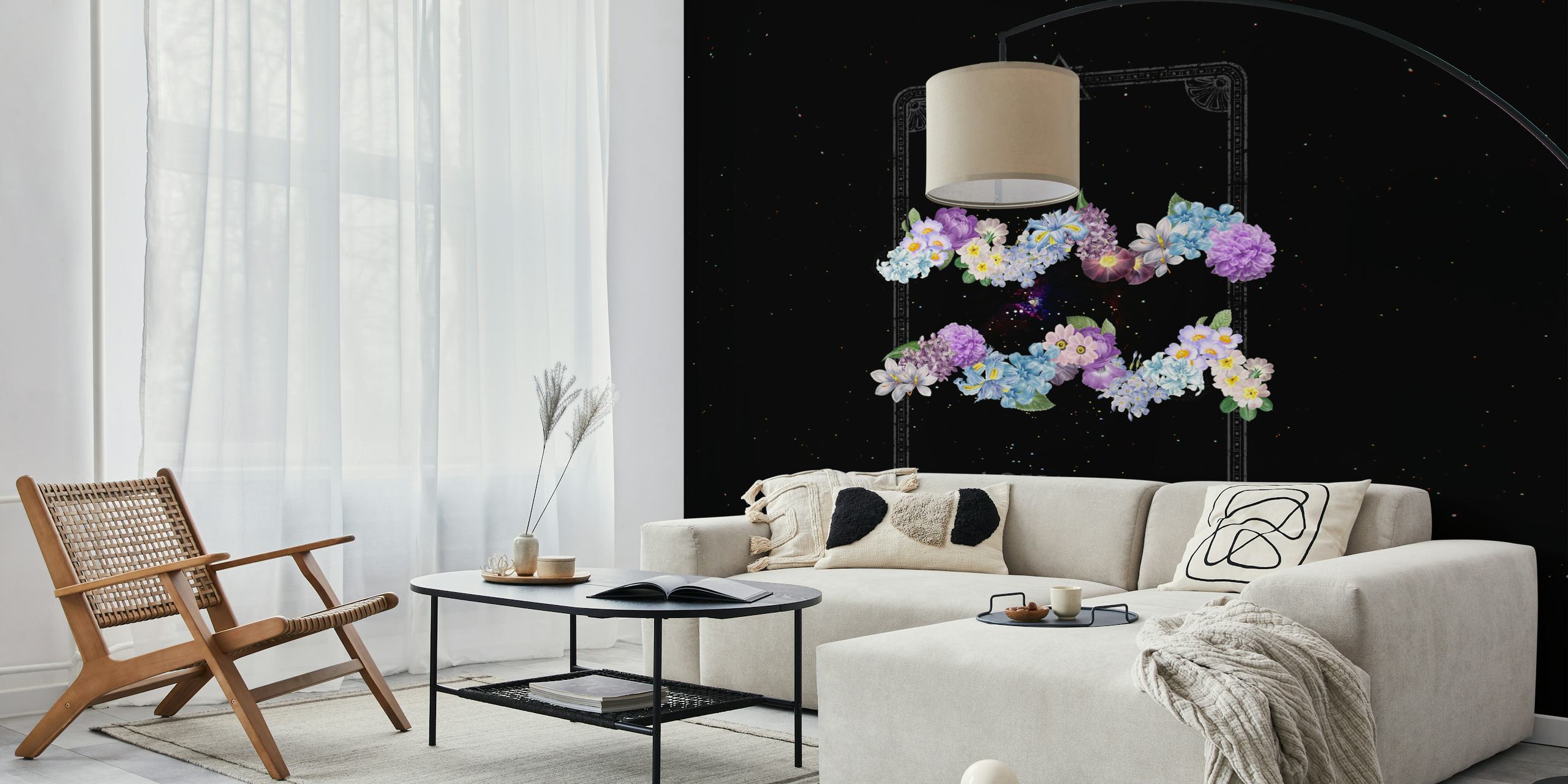 Papel pintado Floral Zodiac Sign Aquarius en una habitación
