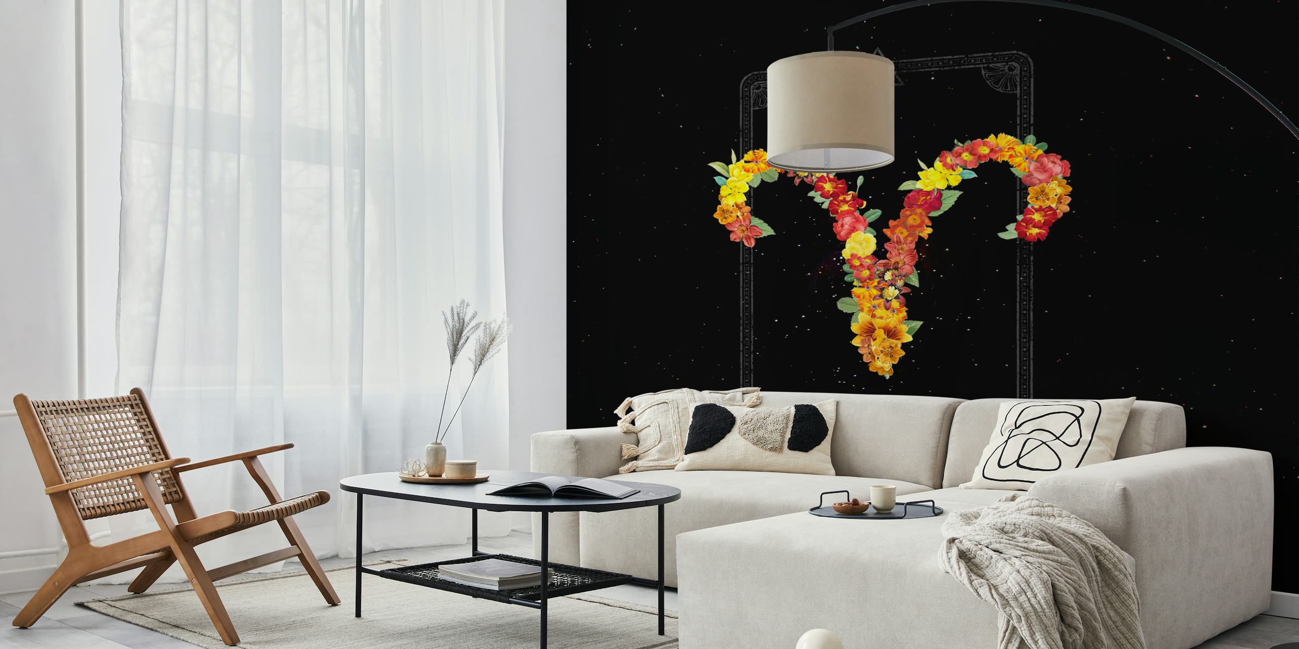 Floral Zodiac Sign Aries wallpaper design