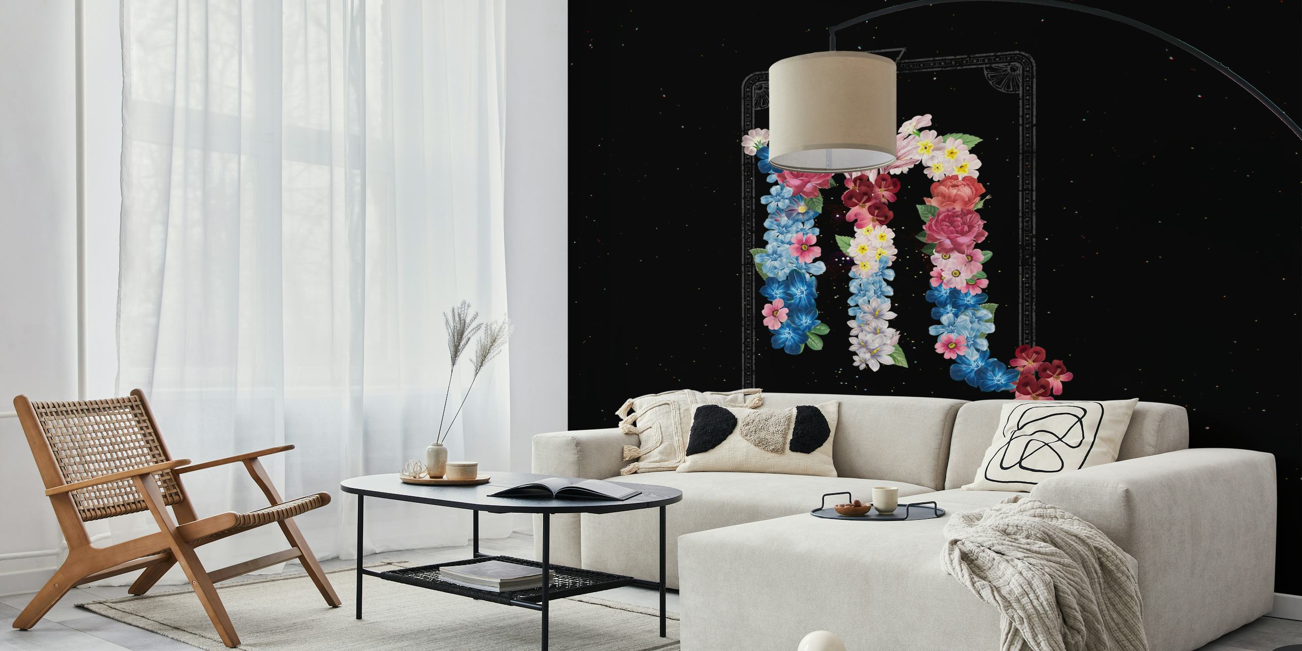 Floral Zodiac Sign: Scorpio σχέδιο ταπετσαρίας σε δωμάτιο