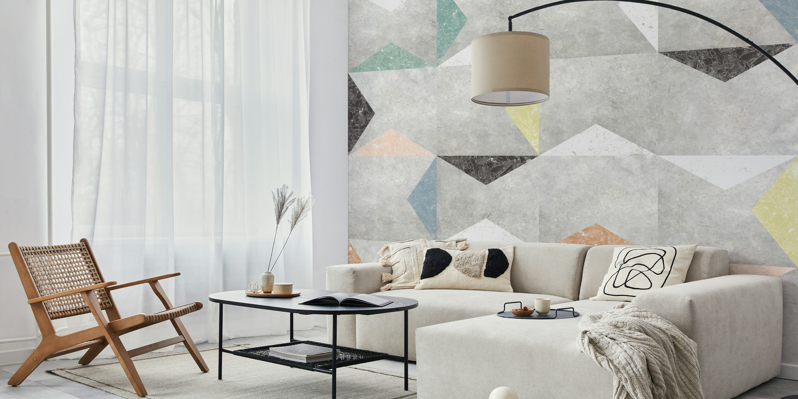 Geometric pattern με concrete texture και παστέλ χρώματα τοιχογραφία