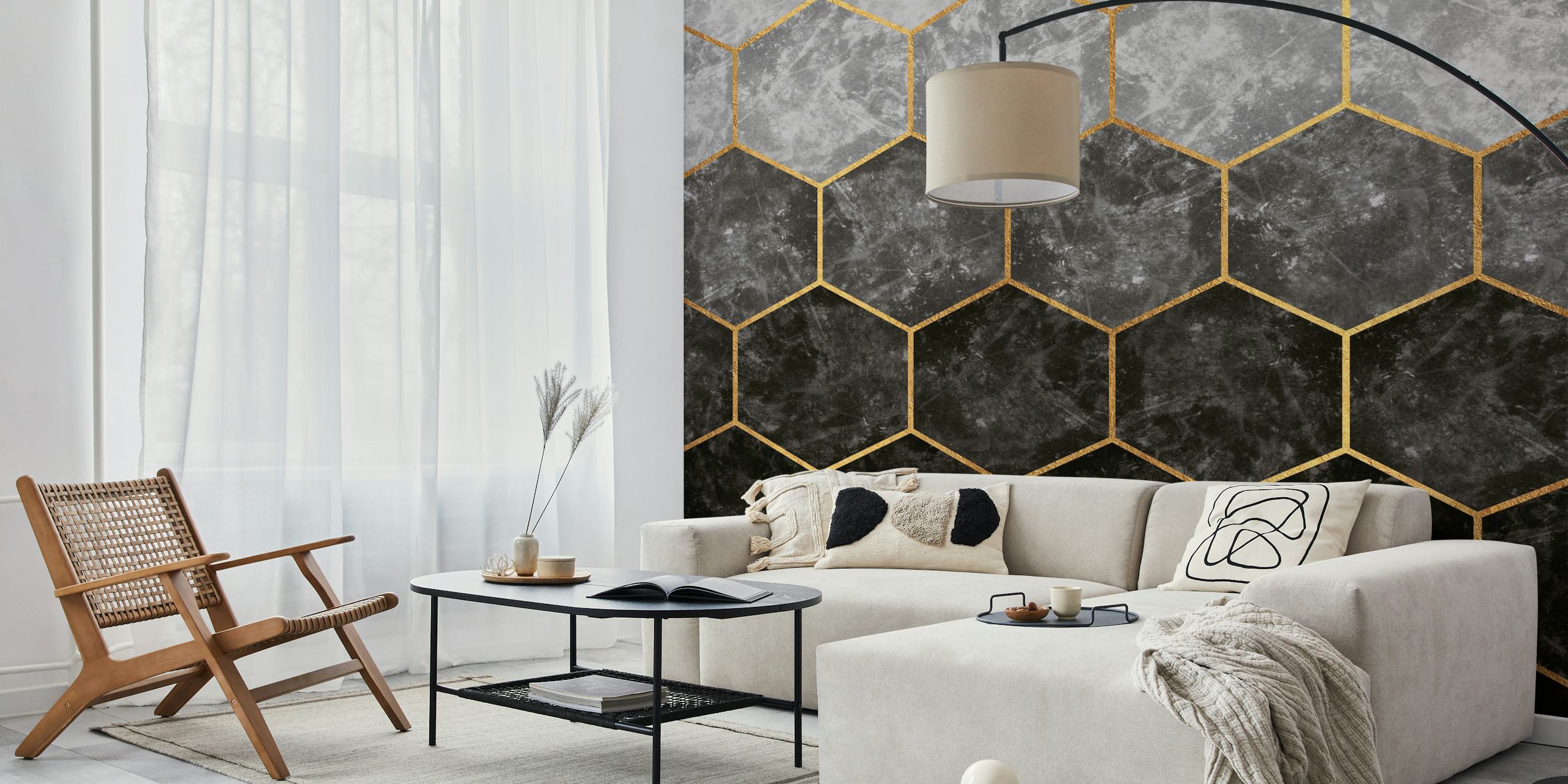 Dark Urban Grey Hexagons tapet i rommet