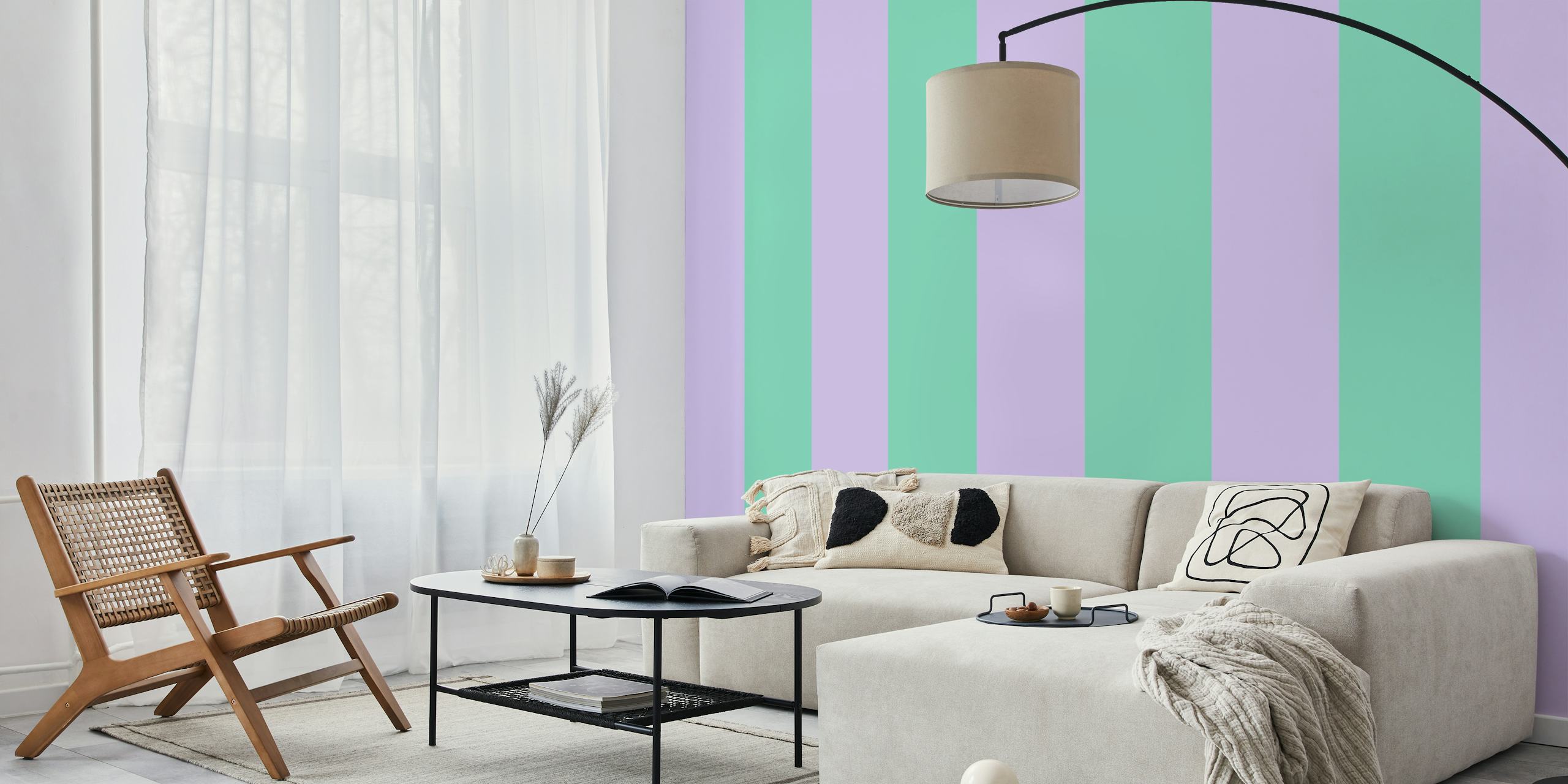 Soft Stripes Pastell wallpaper in a room