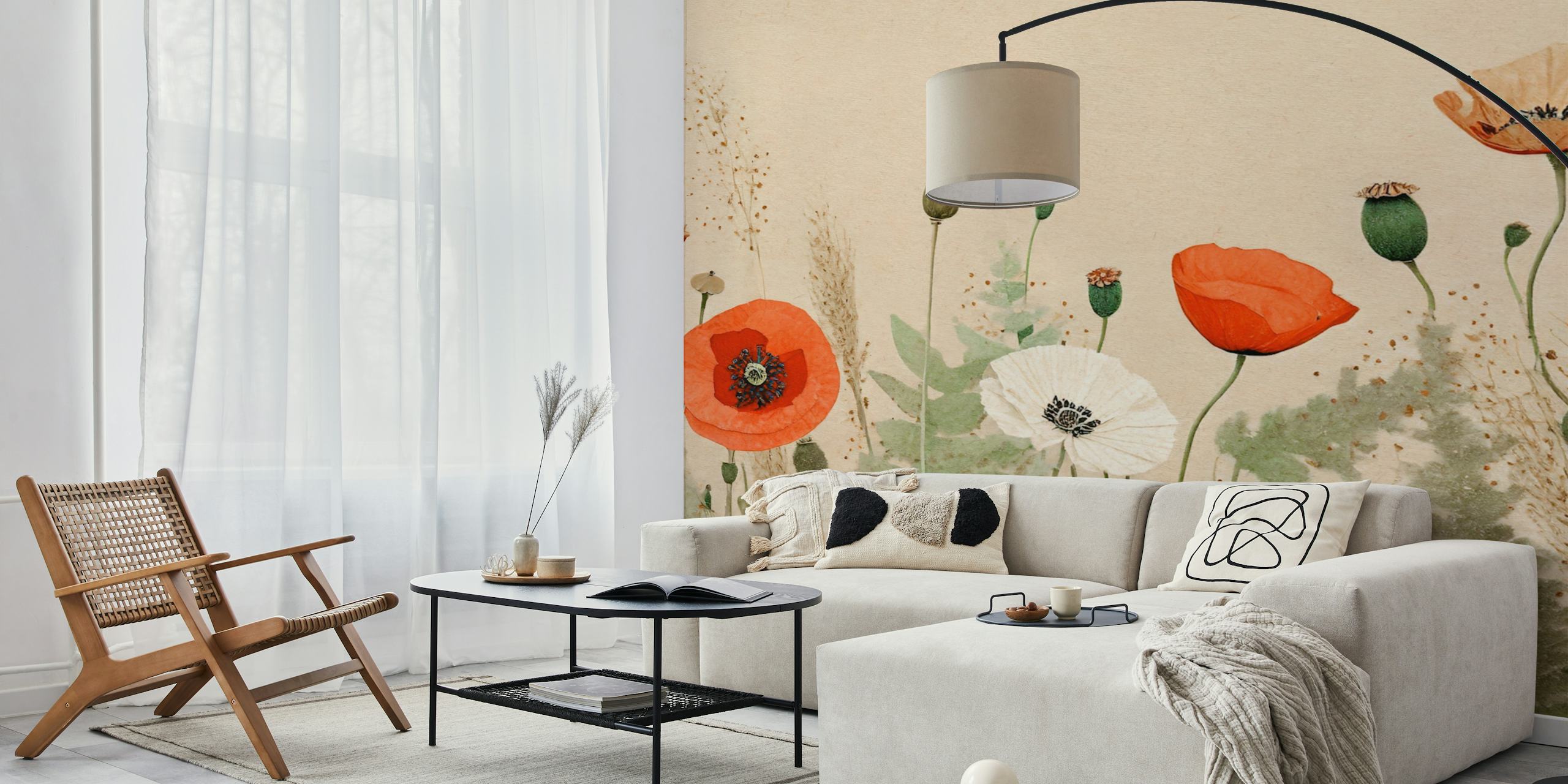 Diseño de papel pintado Wild meadow en una habitación