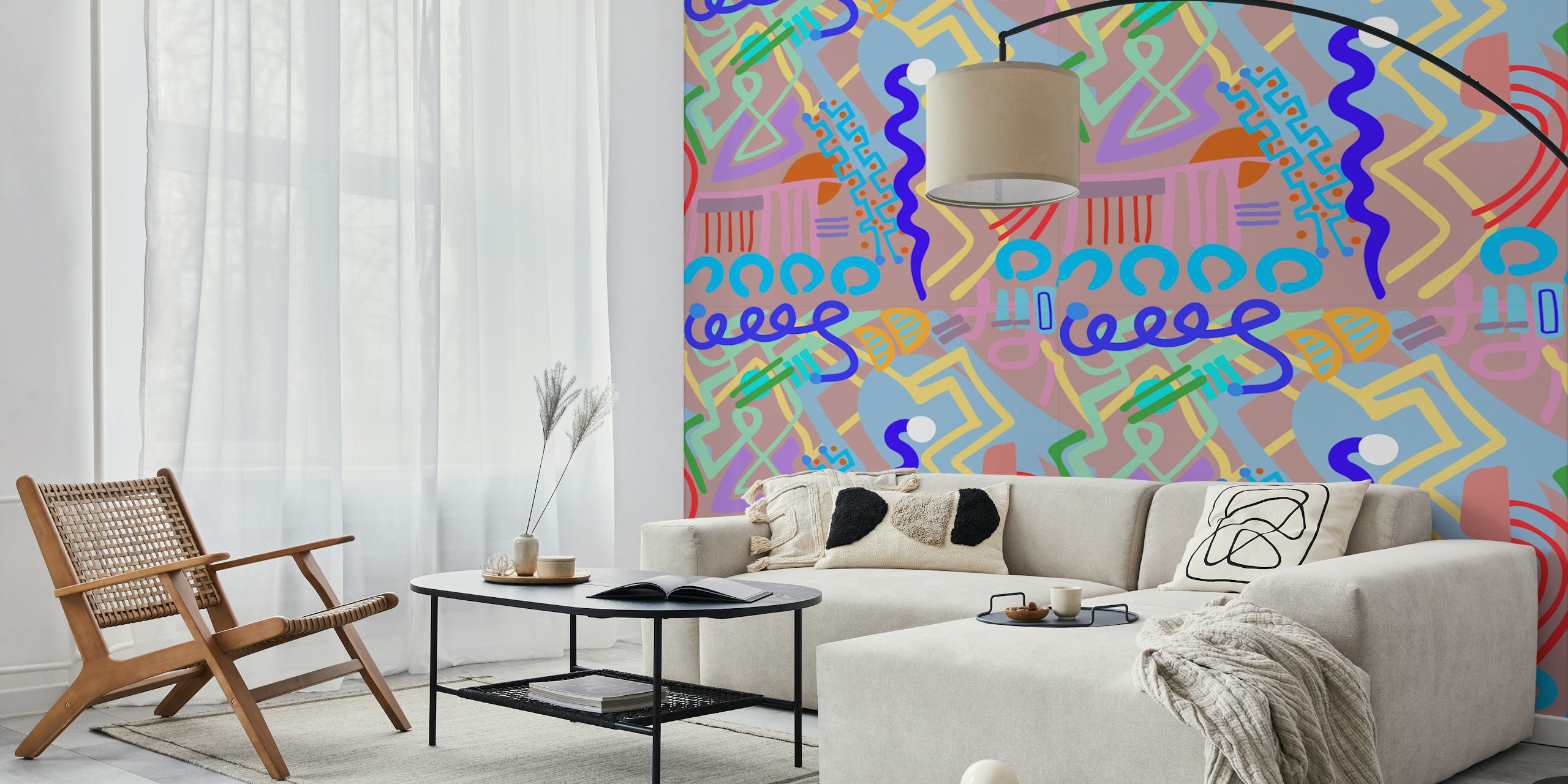 Diseño de papel pintado abstracto en una habitación