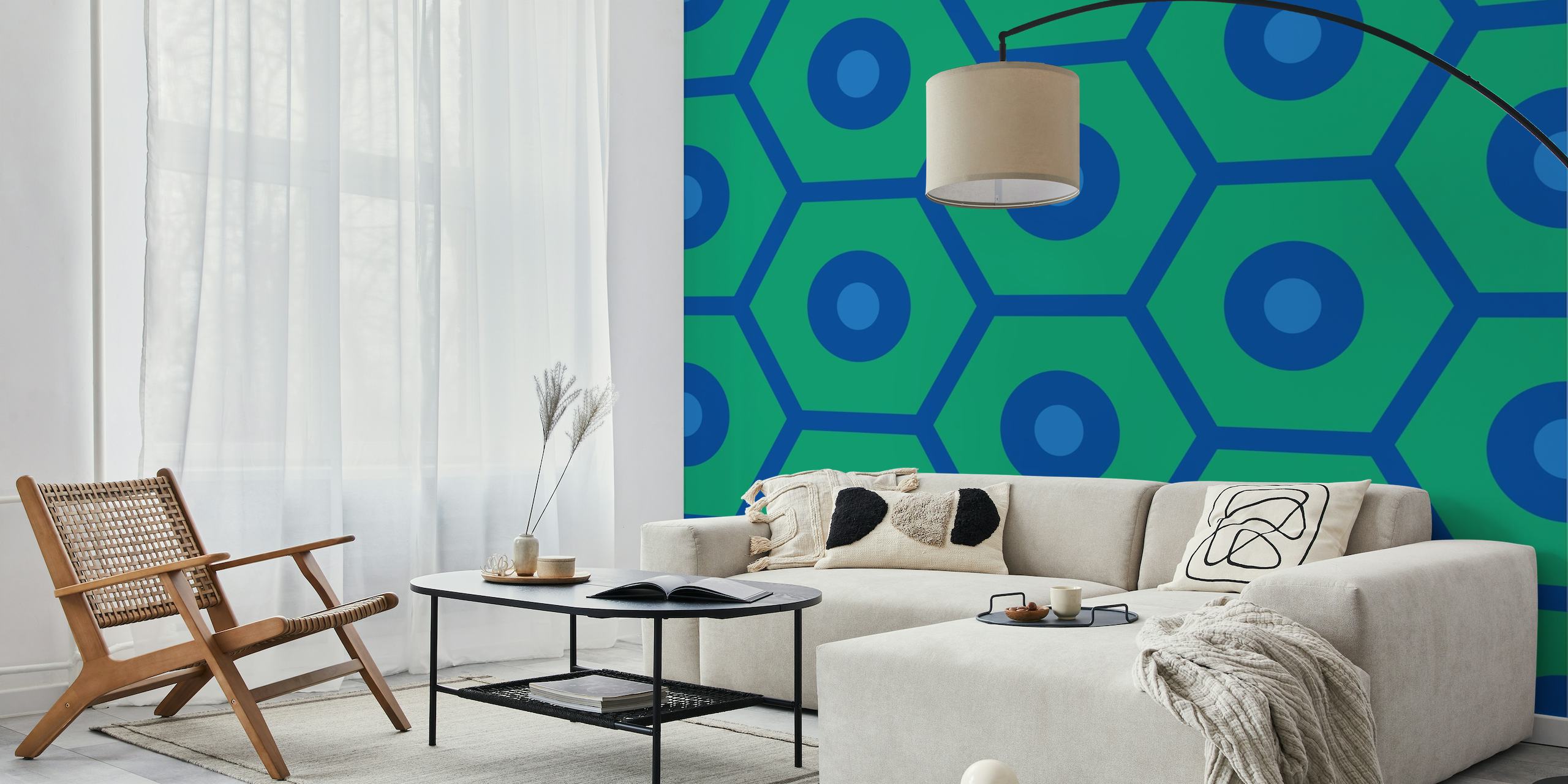 Hexagon geometric jumbo pattern wallpaper