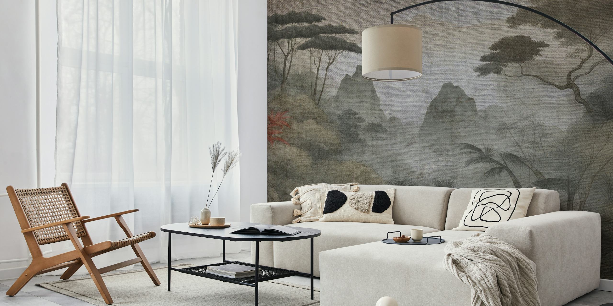 Moody Asian Forest tapetti huoneessa