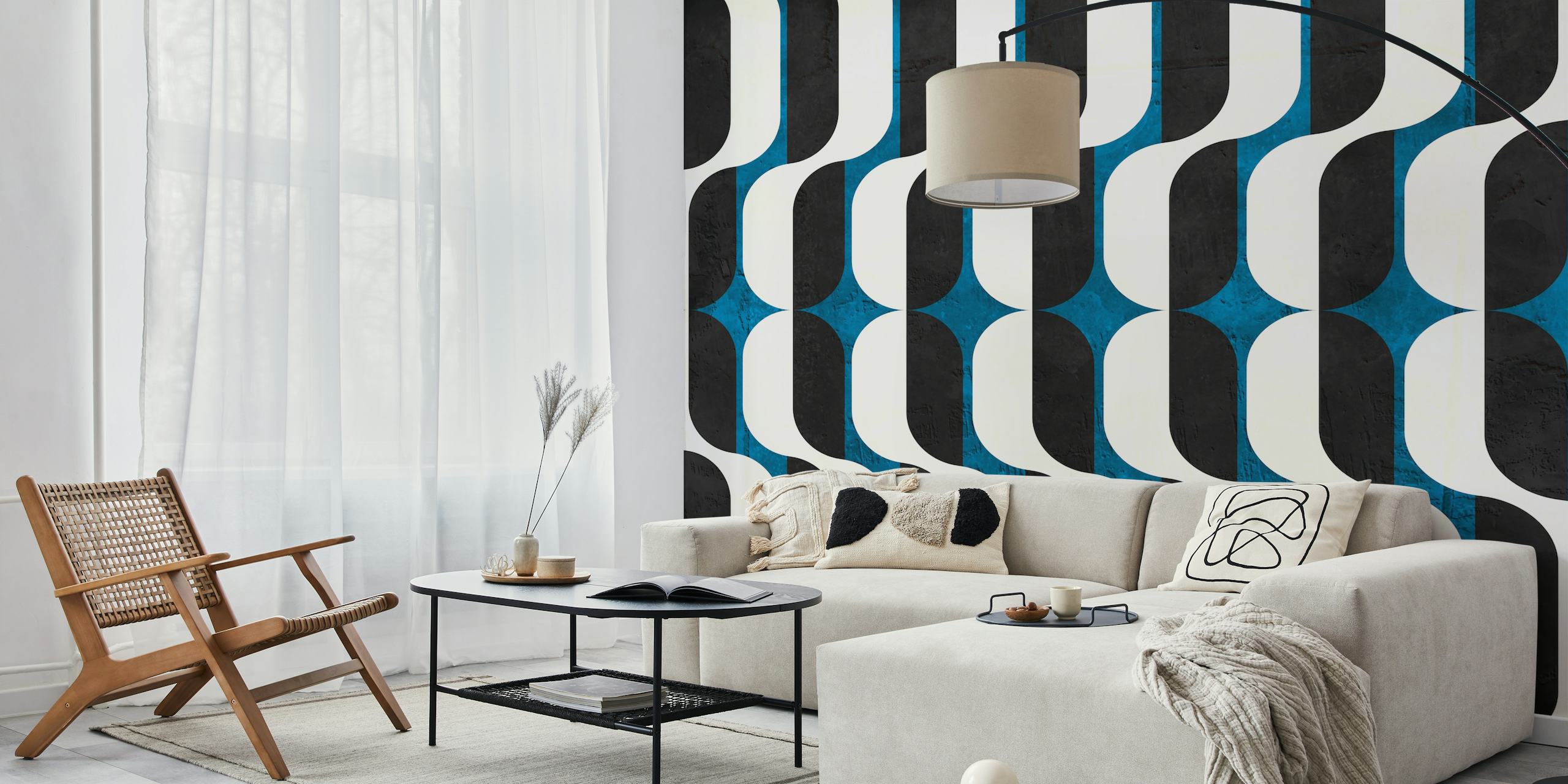 Black and blue geometric pattern wallpaper