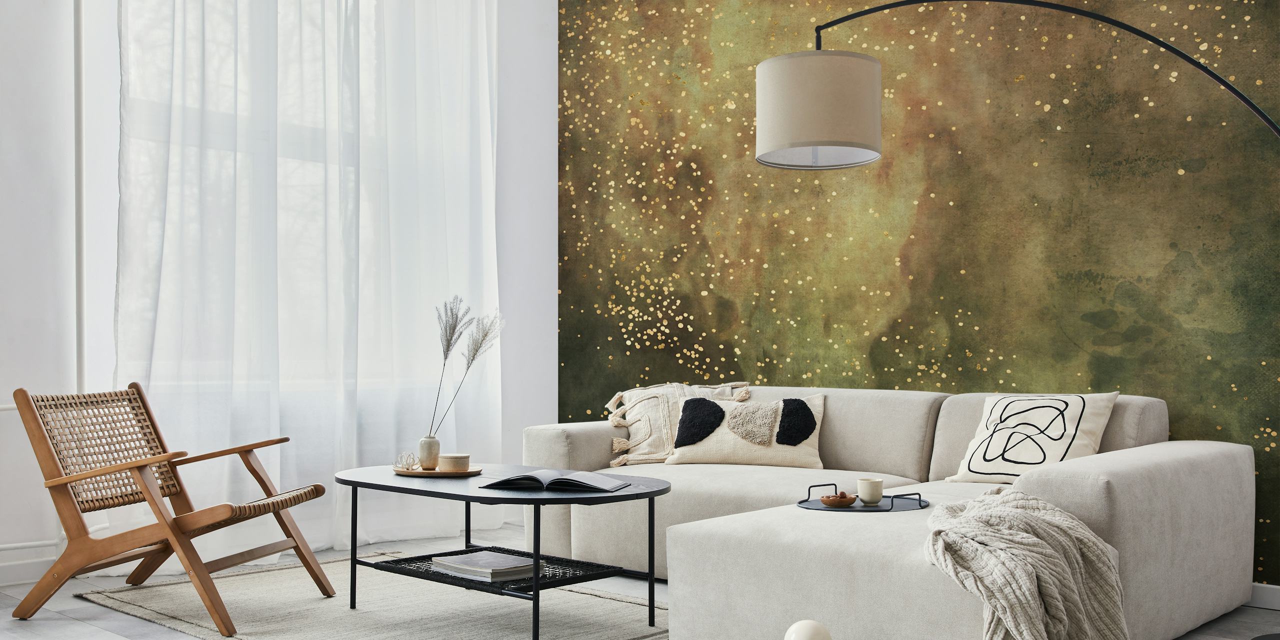 Carta da parati Olive Galaxy in una stanza elegante