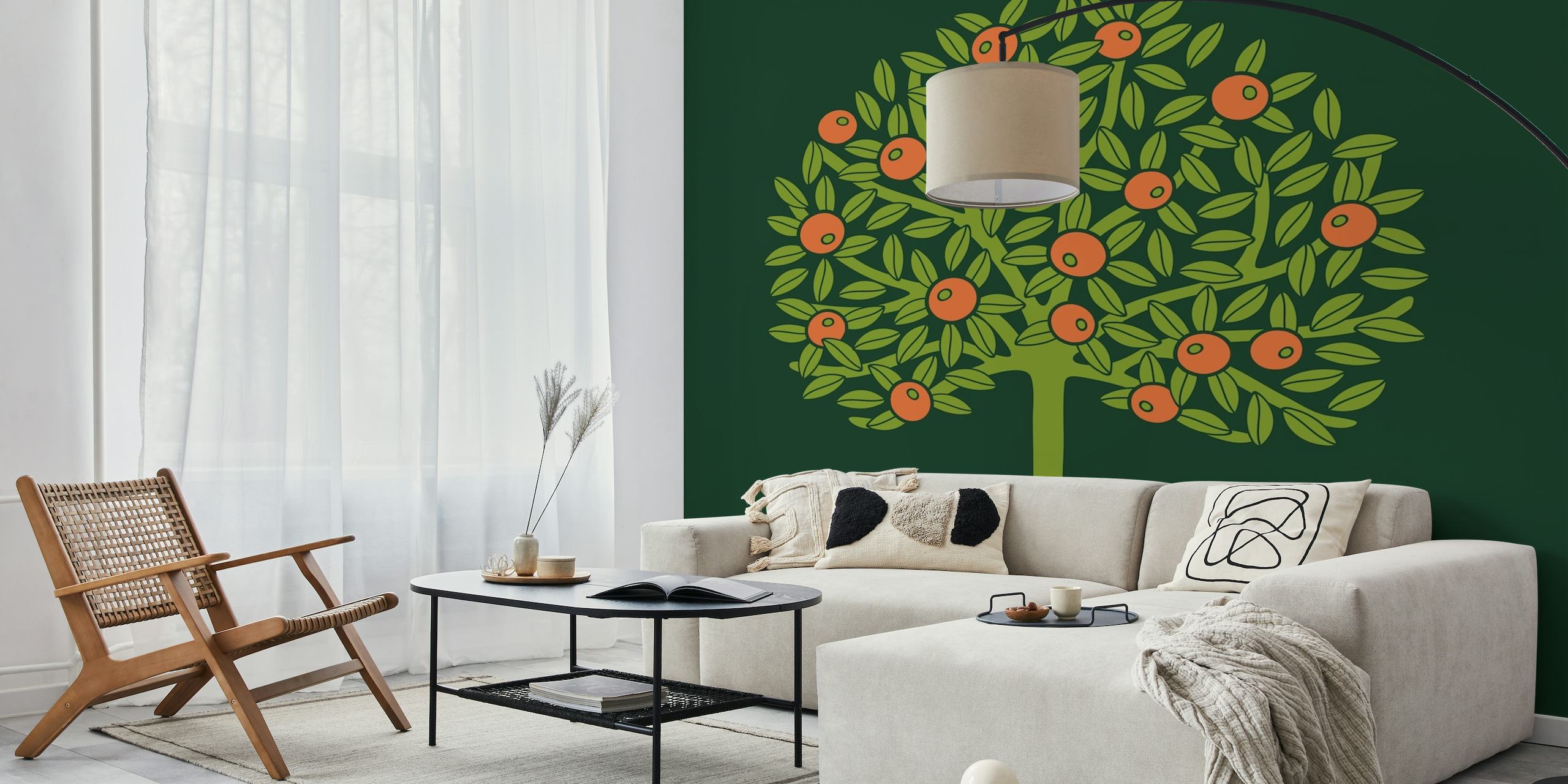 ORANGERIE Fruit Tree Single - Dark Green wallpaper