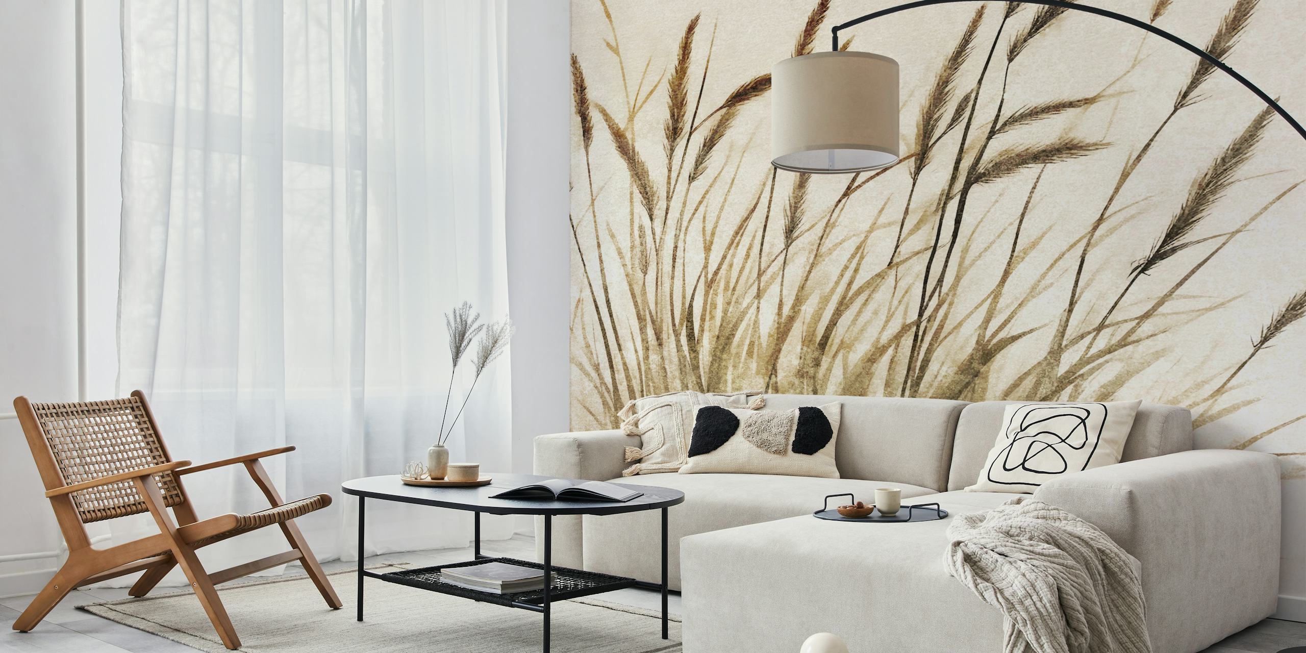 Brown and tan meadow grass illustration wallpaper