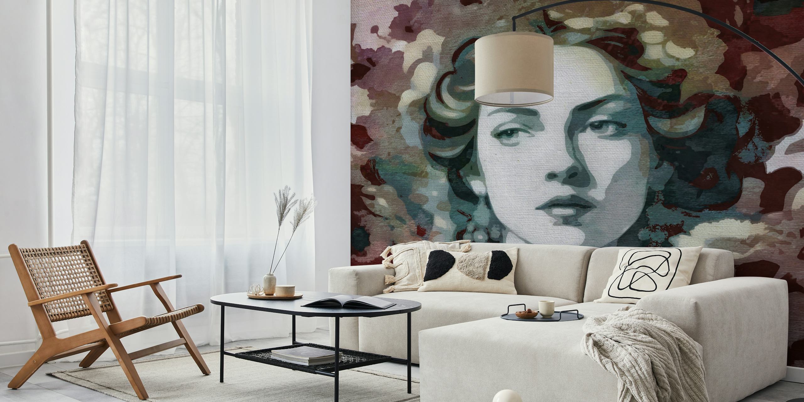 Autumn Jungle Lady Portrait wallpaper in a room