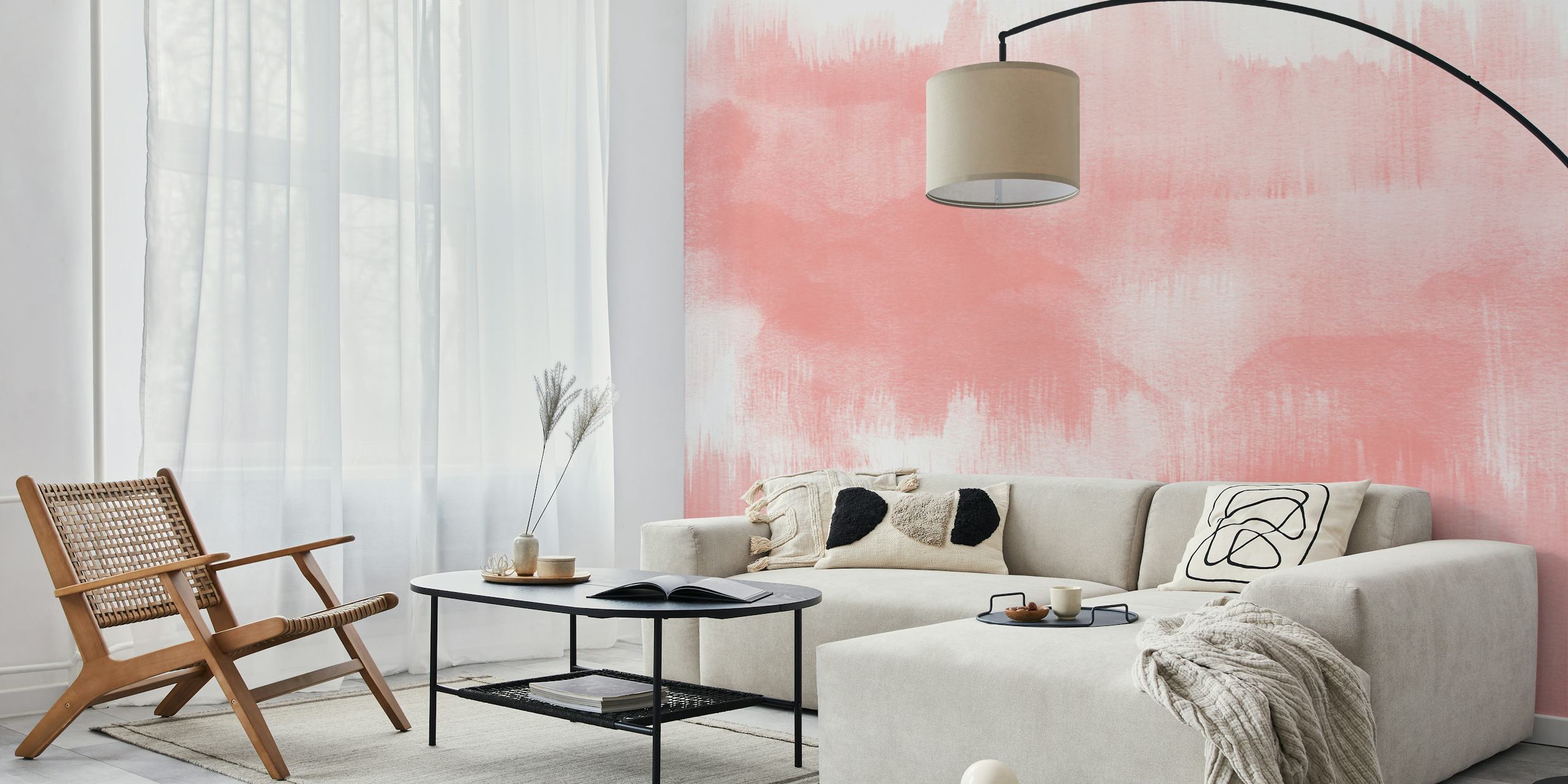 Abstract soft pink watercolor strokes wallpaper