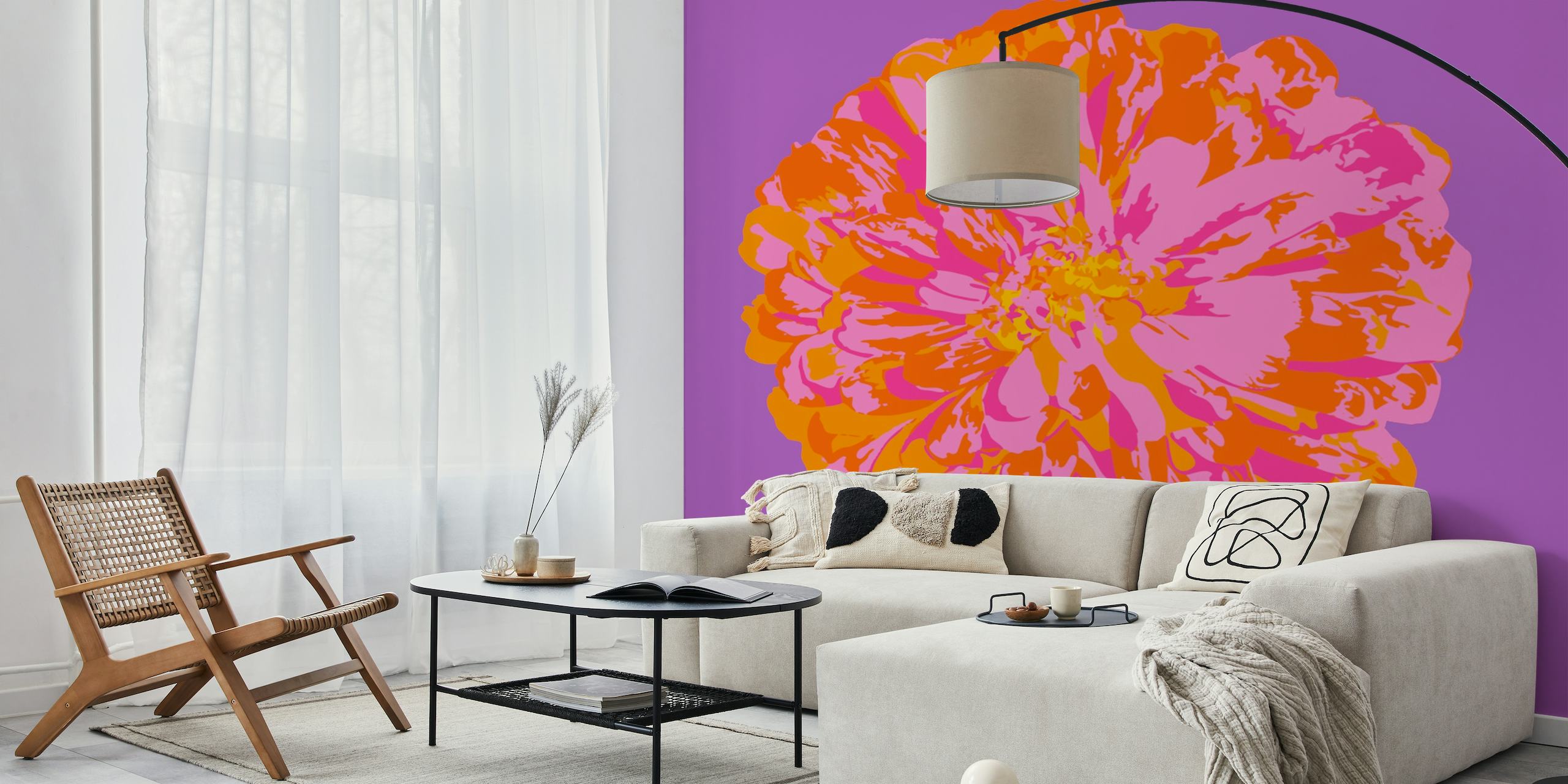 CHRYSANTHEMUMS Floral Single Orange Violet wallpaper