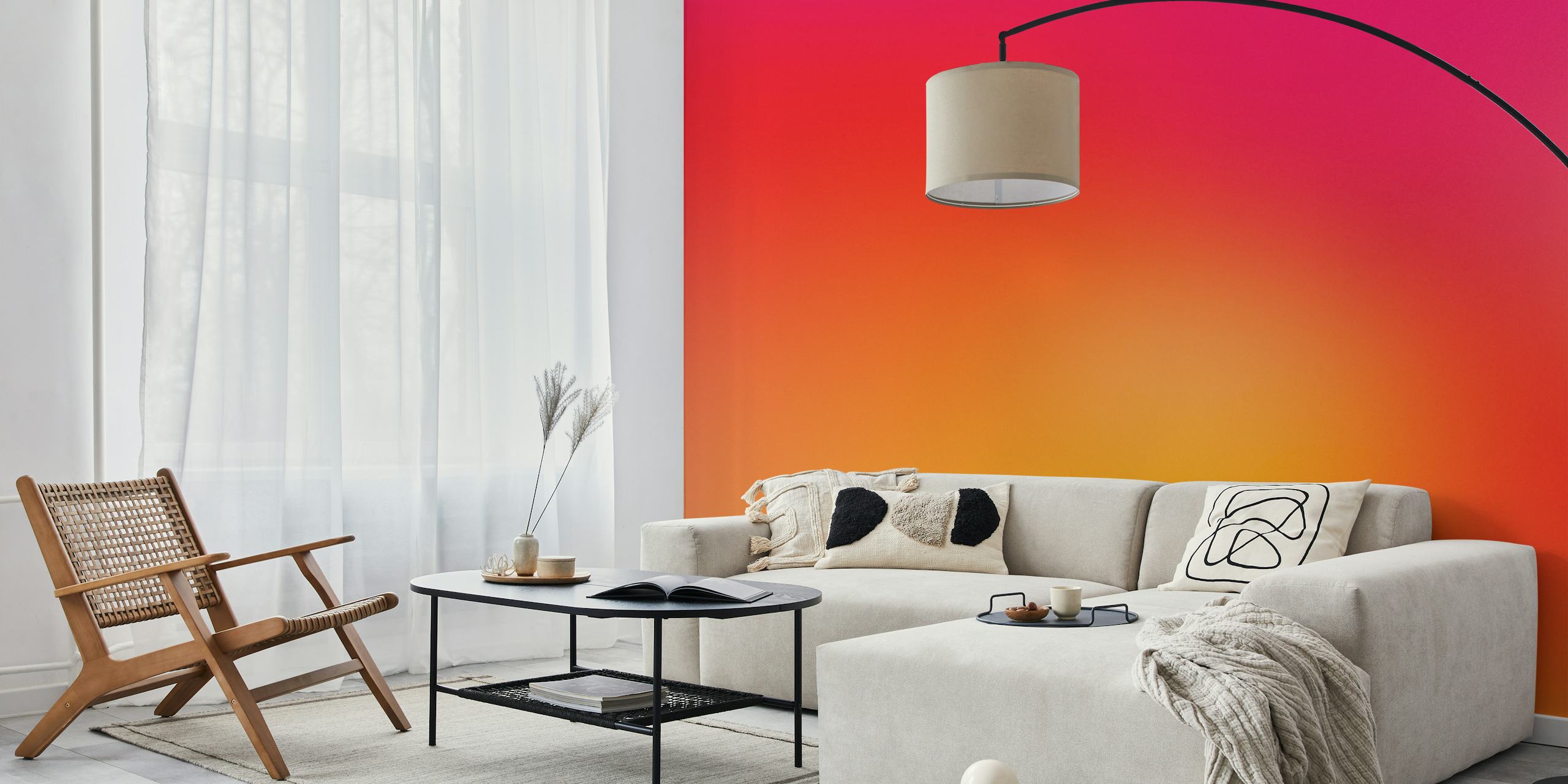 Hot Pink to Orange Gradient Wall Mural at Happywall