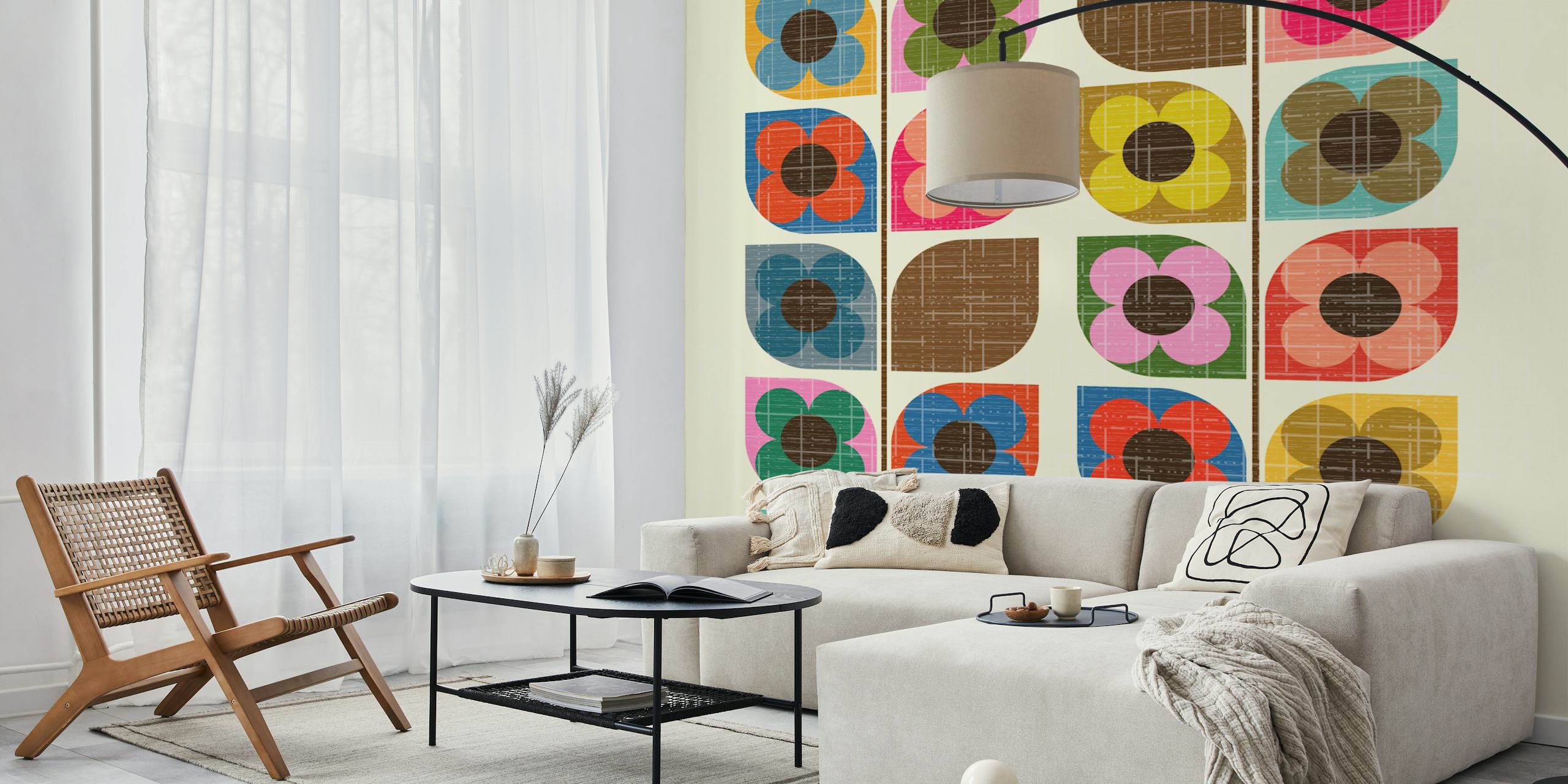 Textured Bloom Vine tapet i ett rum