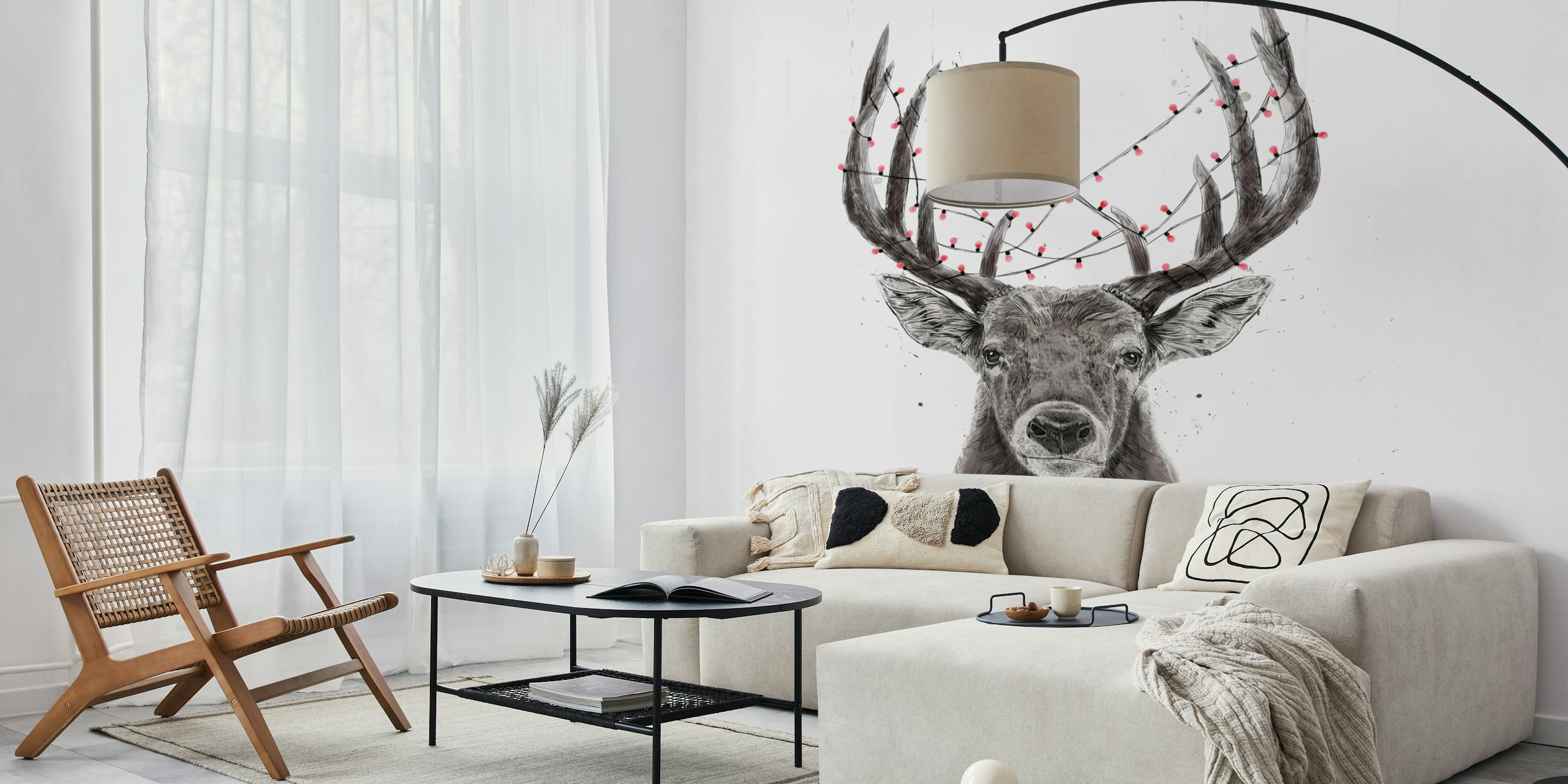 Xmas deer II wallpaper in a room