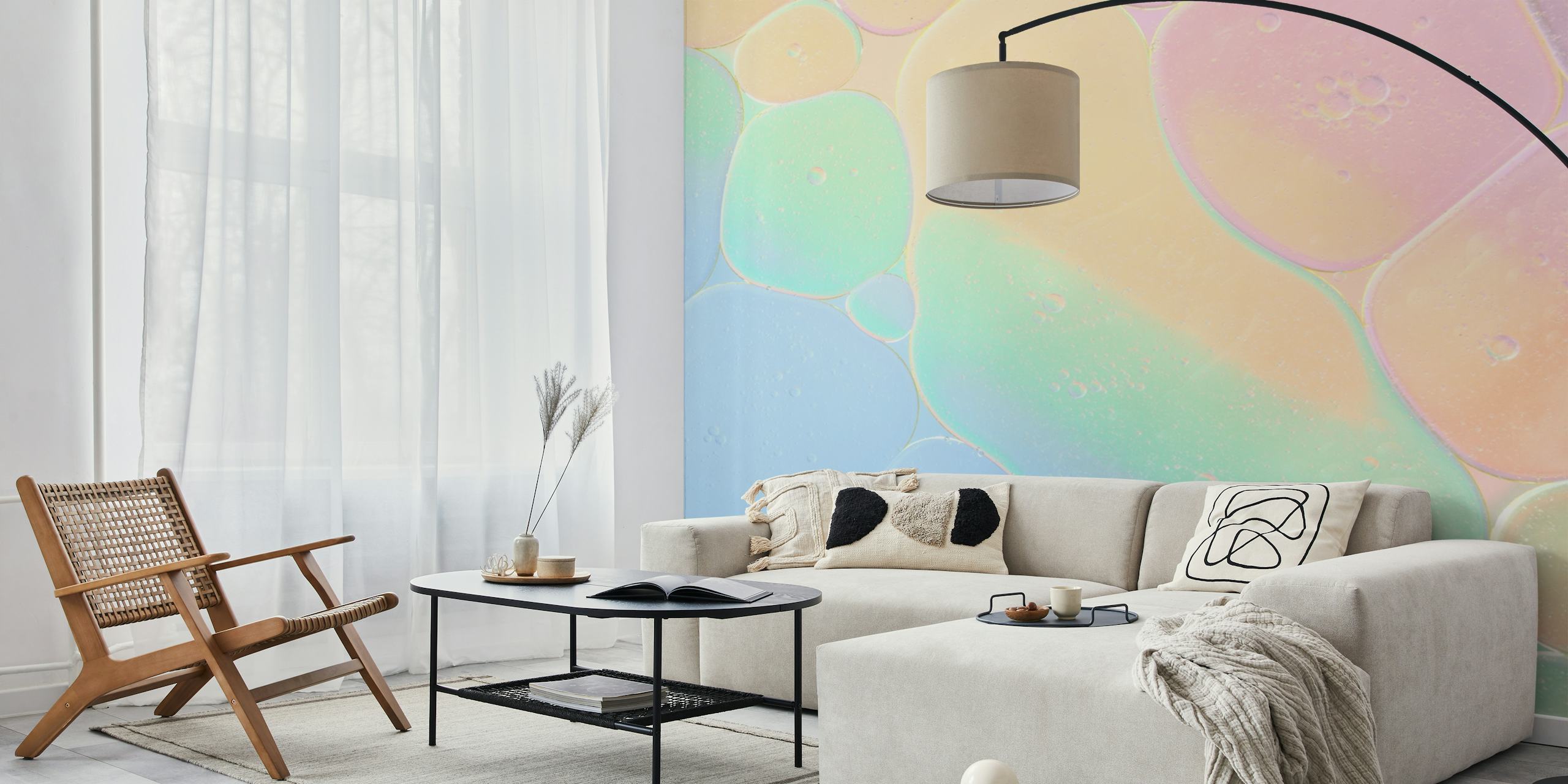 Pastel bubble pattern in soft colors, geometric style wallpaper