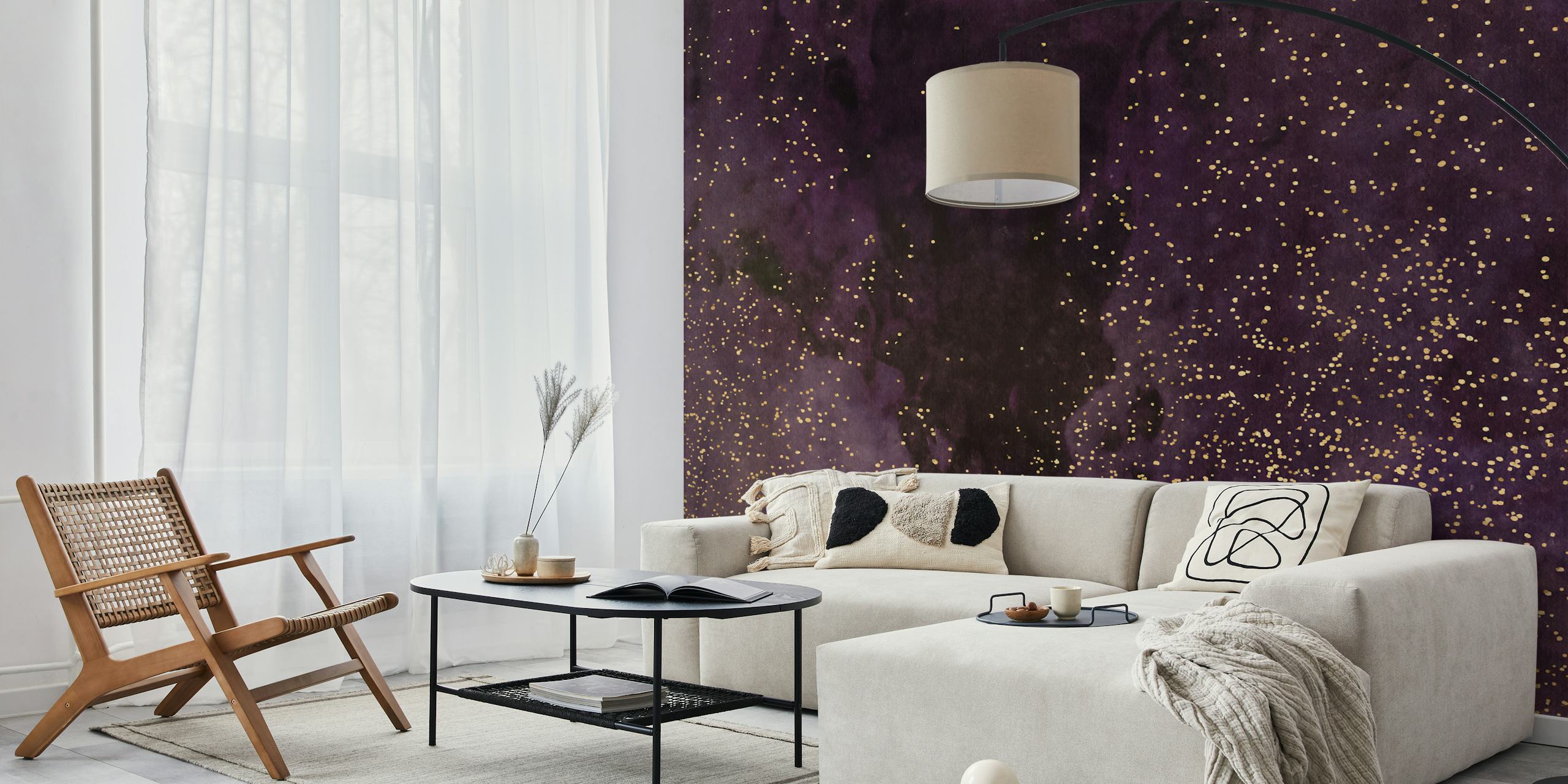 Aubergine Galaxy tapet vist i et rom