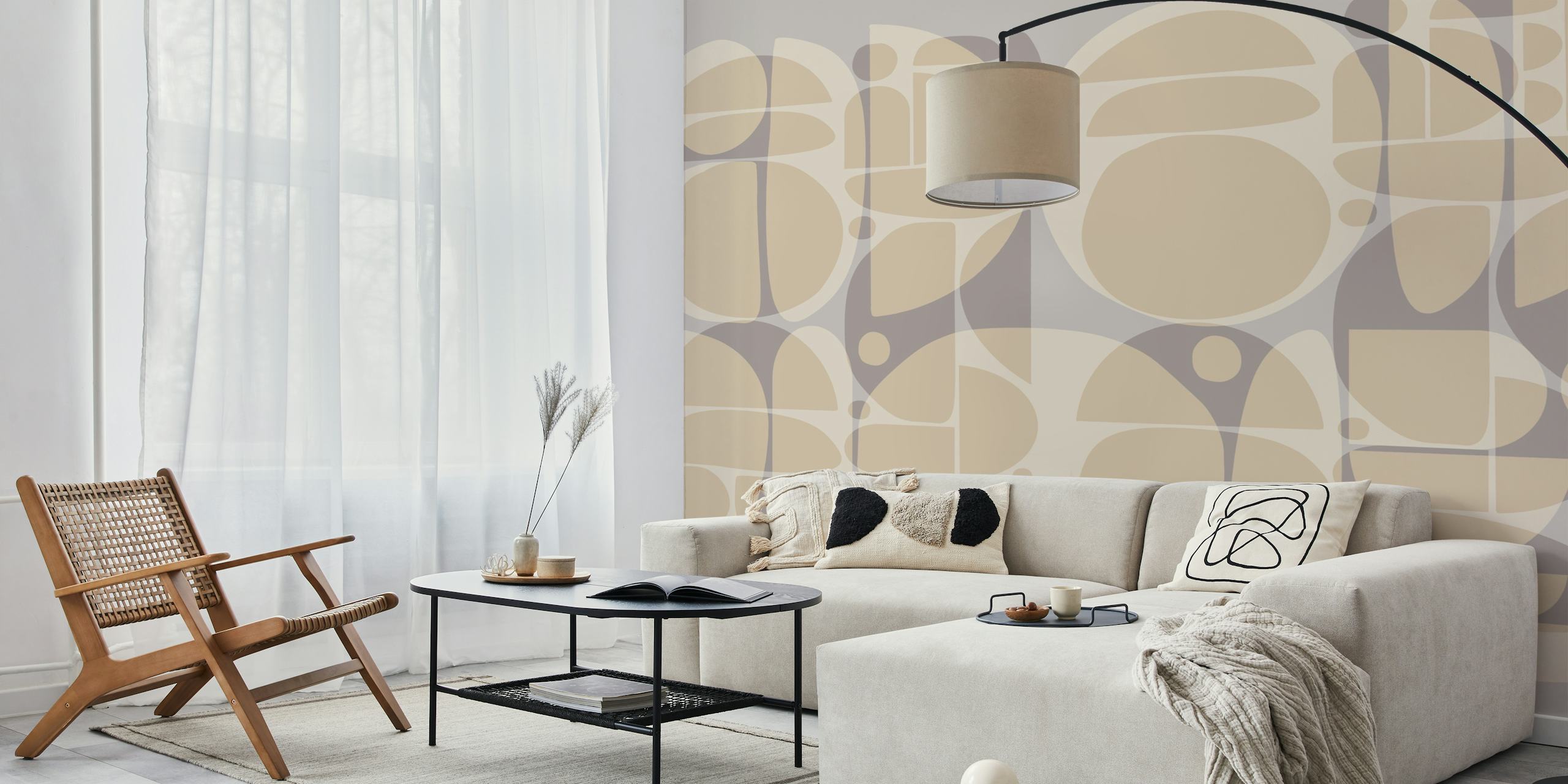 Geometric French Neutrals Bauhaus wallpaper in room
