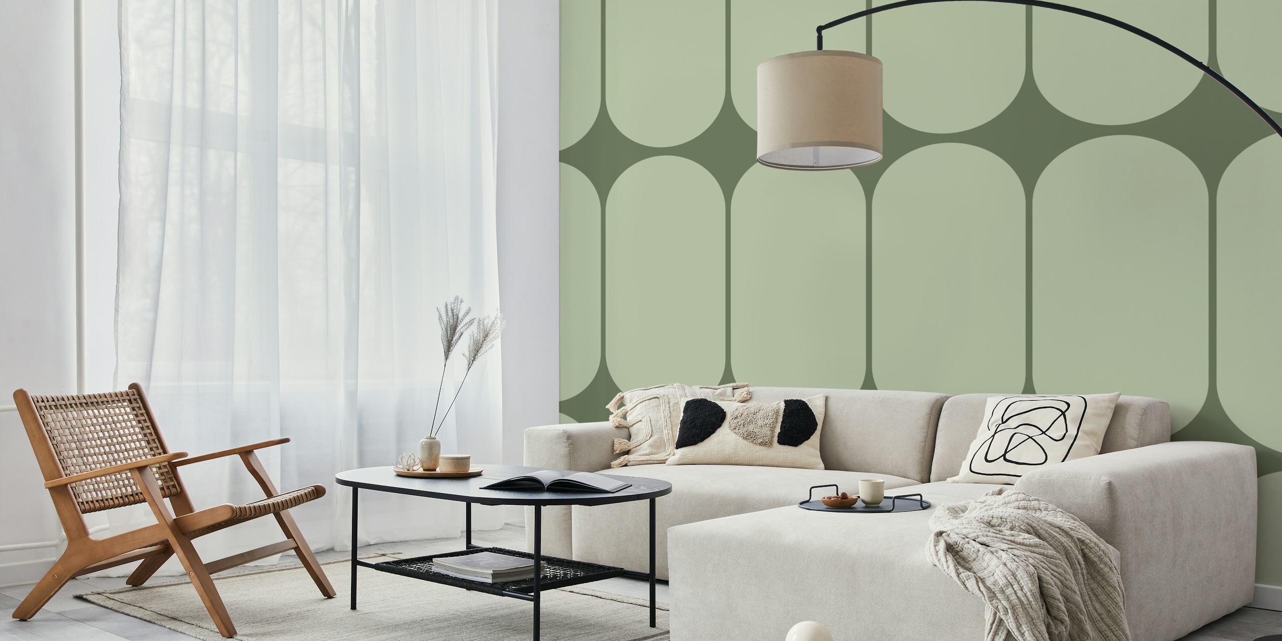 Green geometric shapes patterned wallpaper