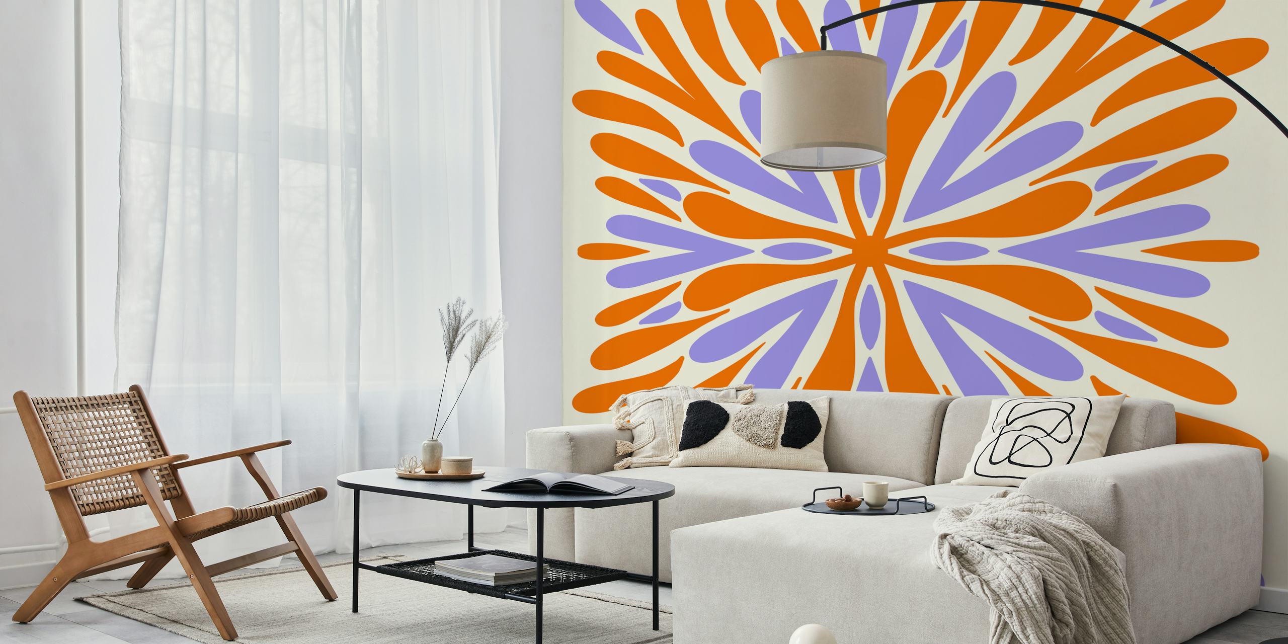 Violet and orange modern wallpaper design