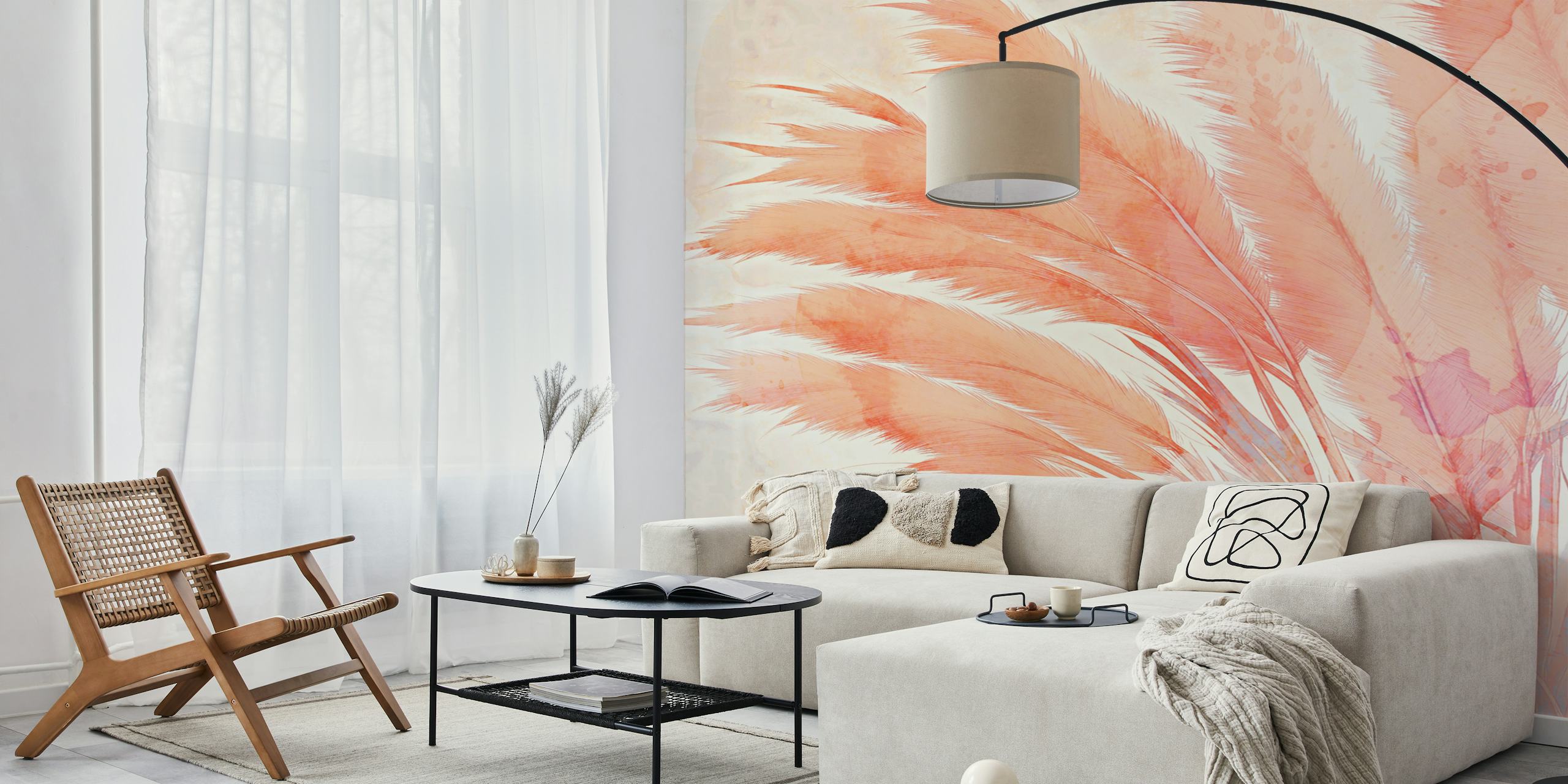 Meditative Pampas Grass wallpaper in a room