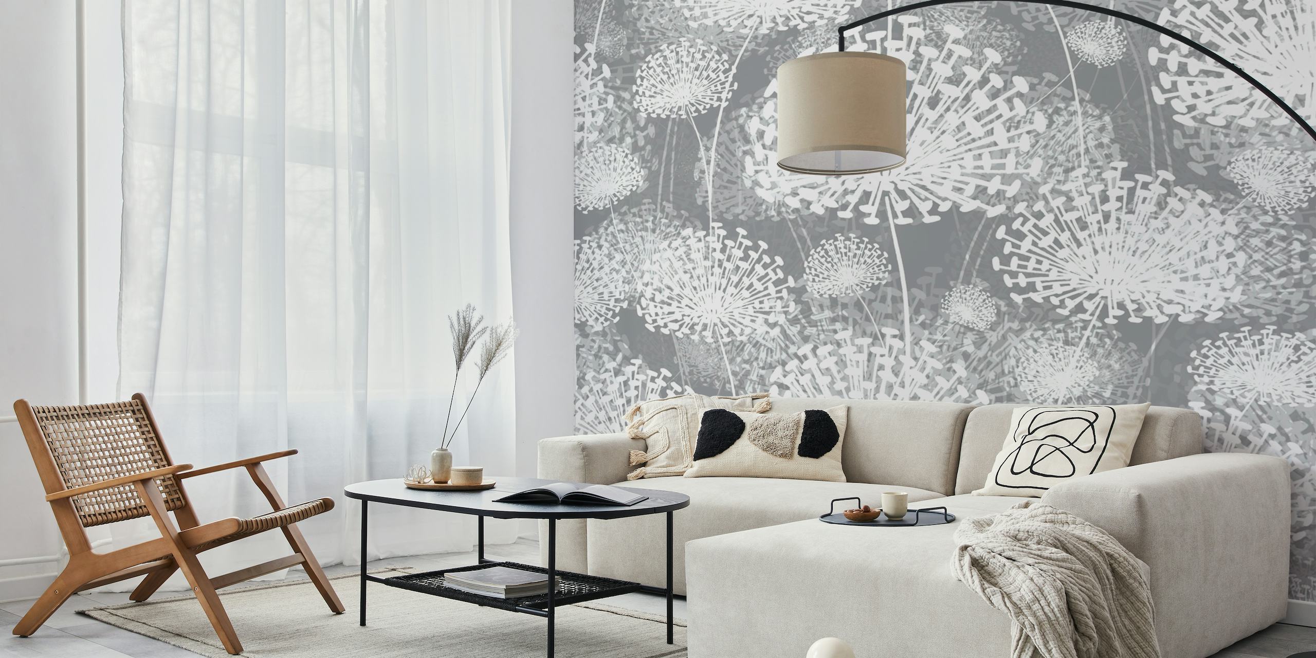 Dandelions Gray wallpaper