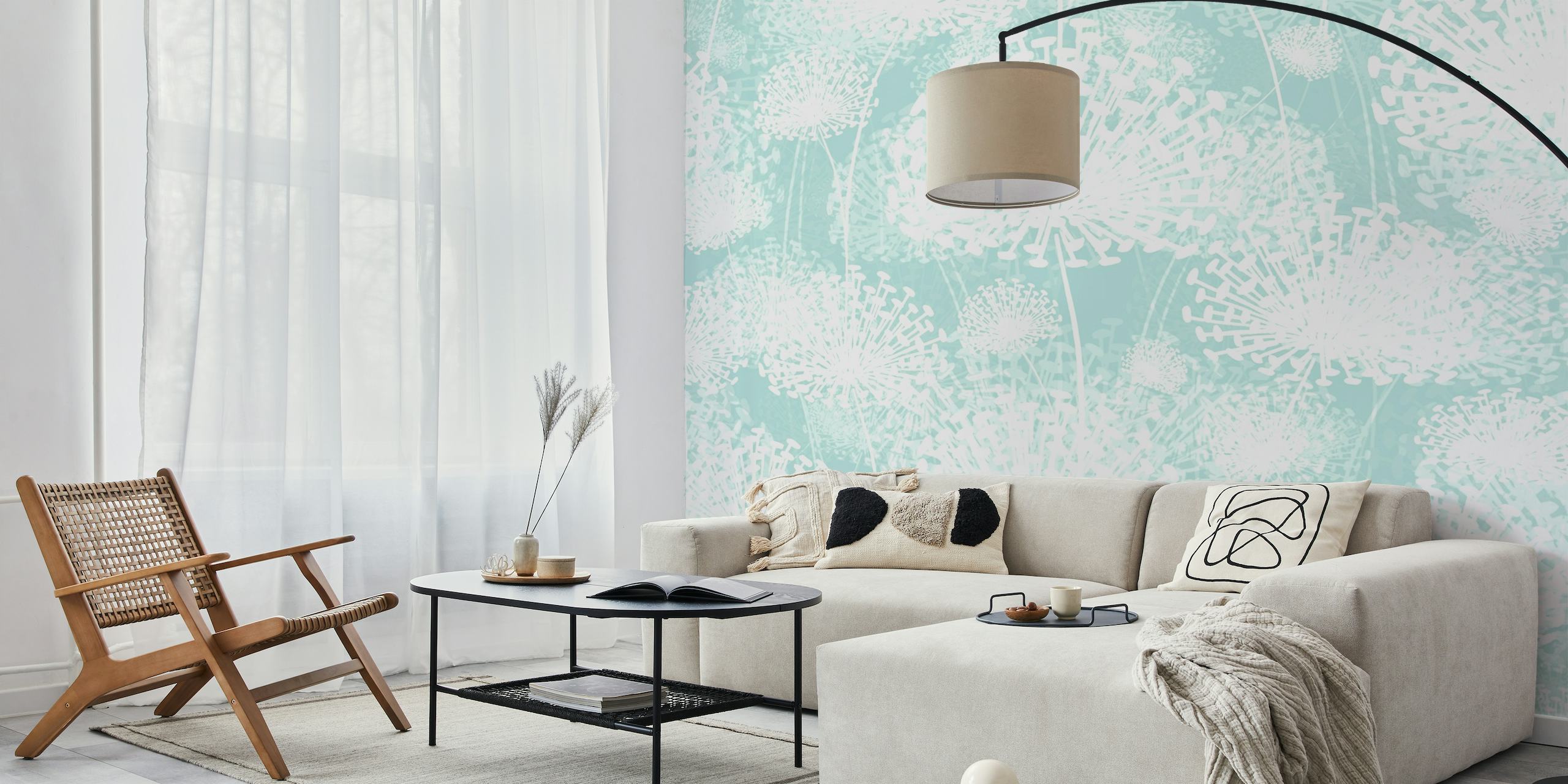 Dandelions Turquoise wallpaper