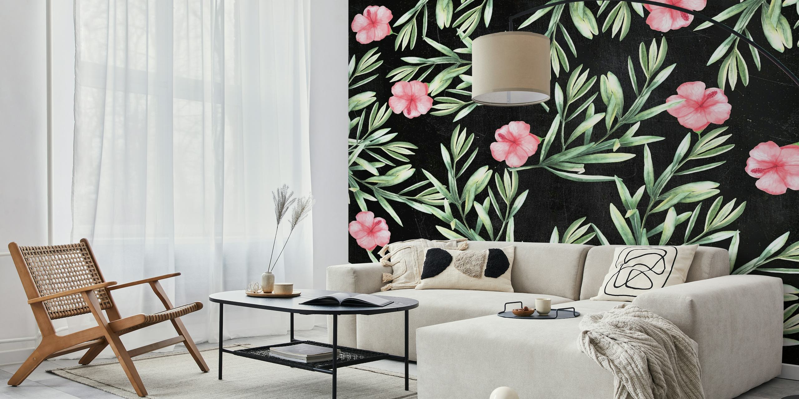 Delicate Hibiscus Black wallpaper