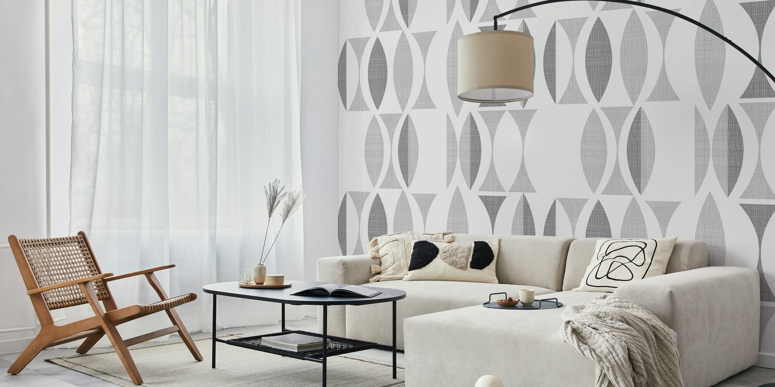 Stylish gray geometric pattern wall mural for modern home decor