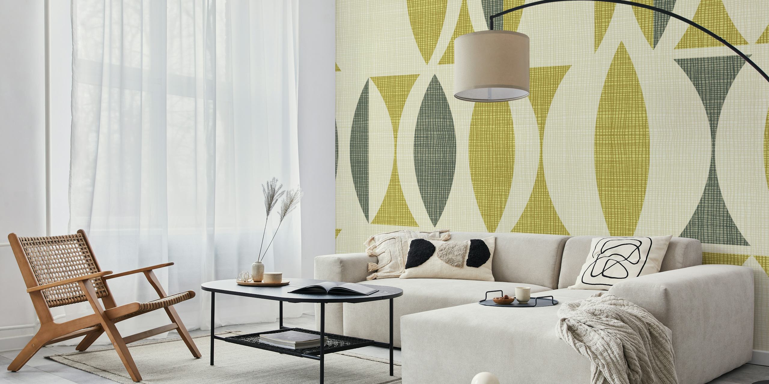 Field in Color Gold wallpaper displayed in a room