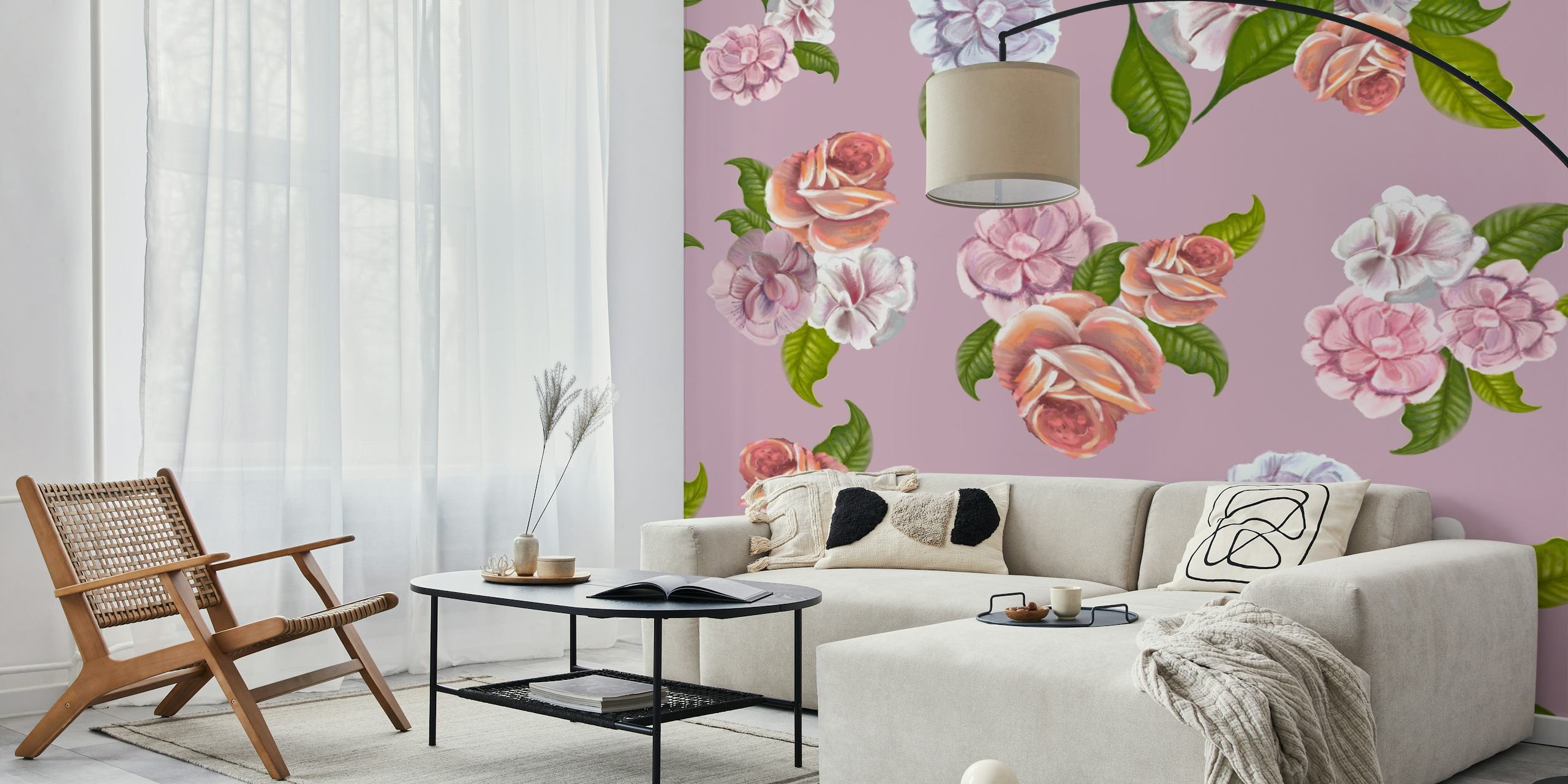Heirloom floral wallpaper σε ένα δωμάτιο
