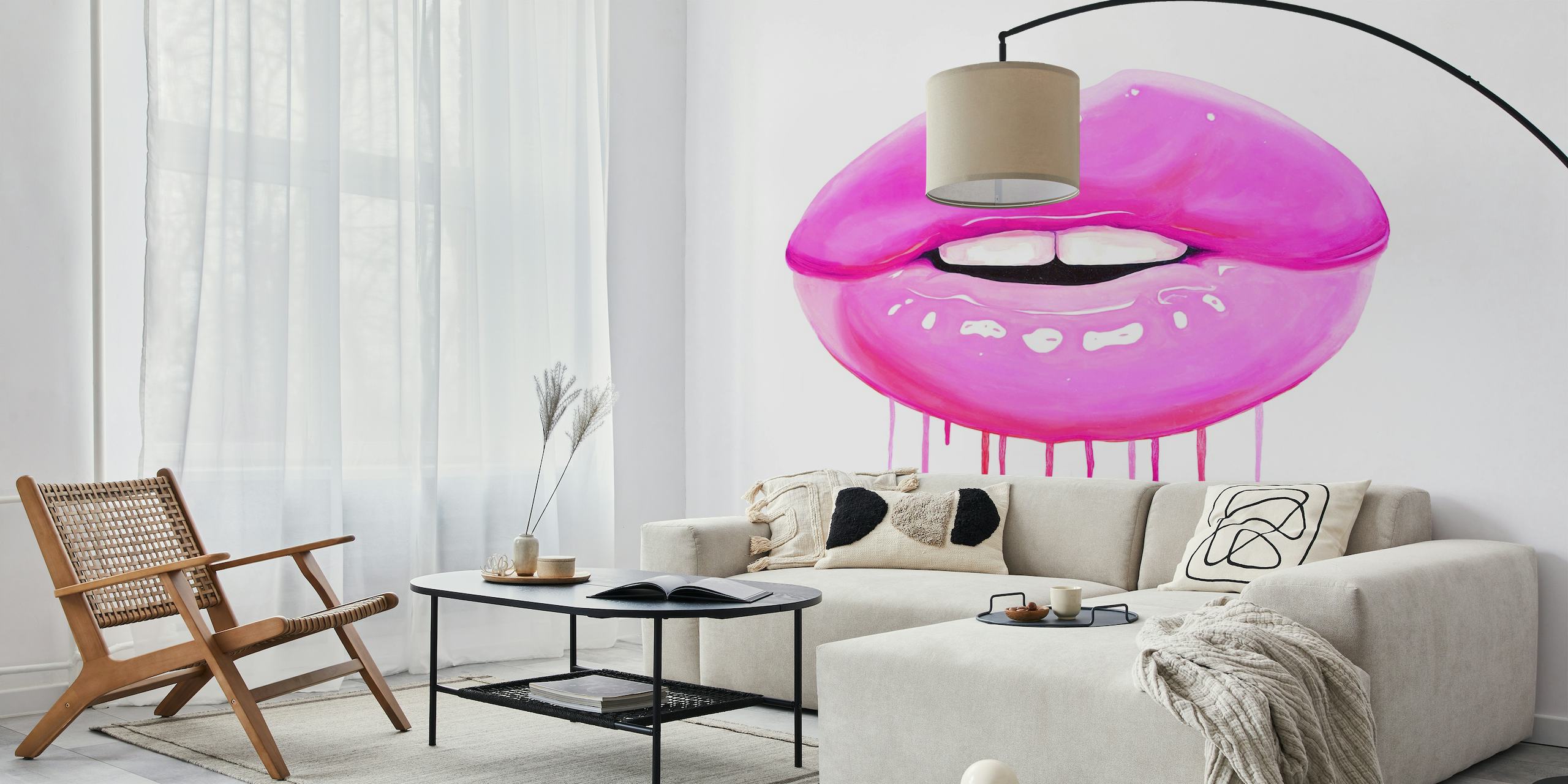 Pink lips 2 behang
