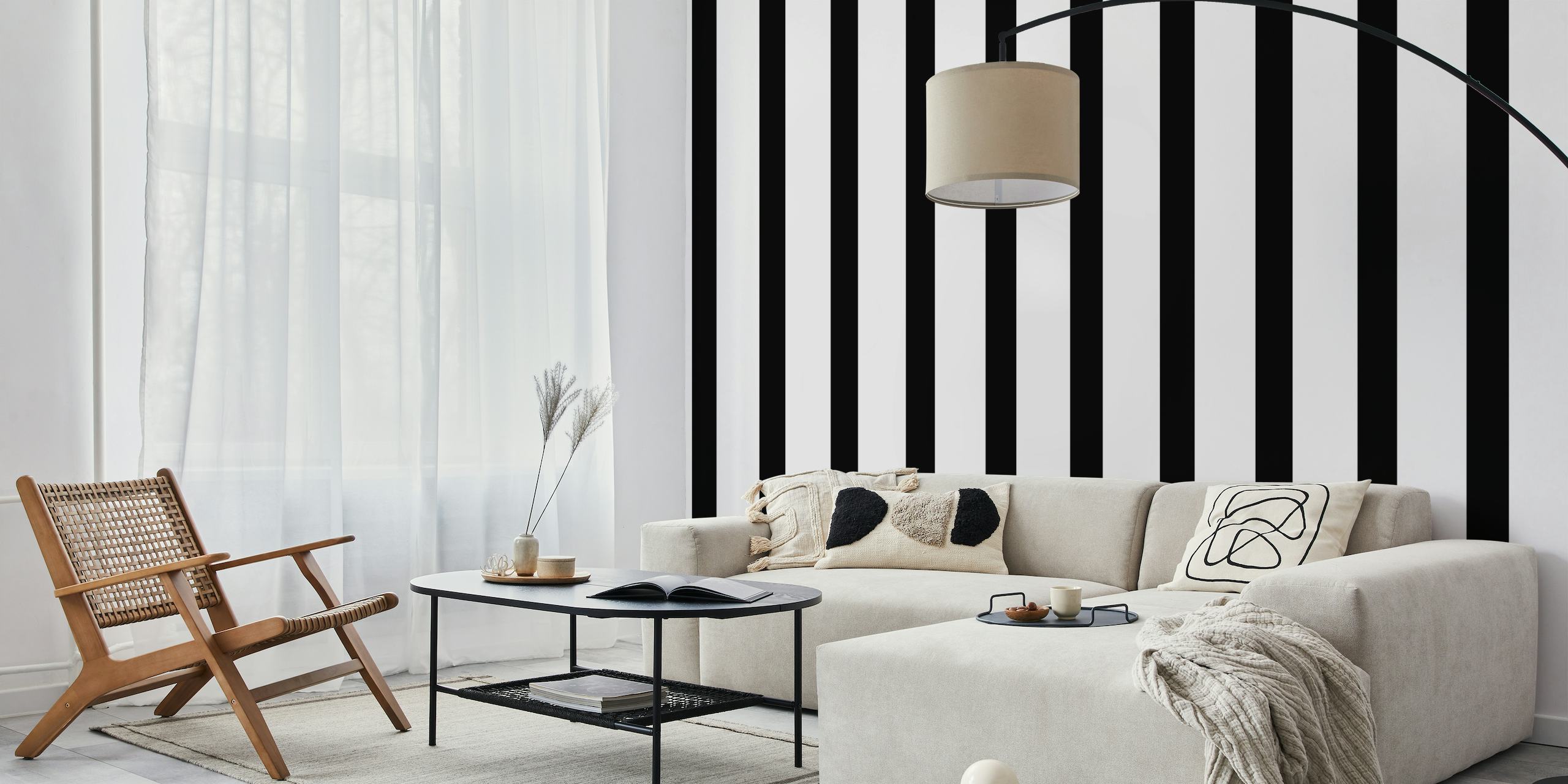 Black And White Stripes Simple Elegance papel de parede