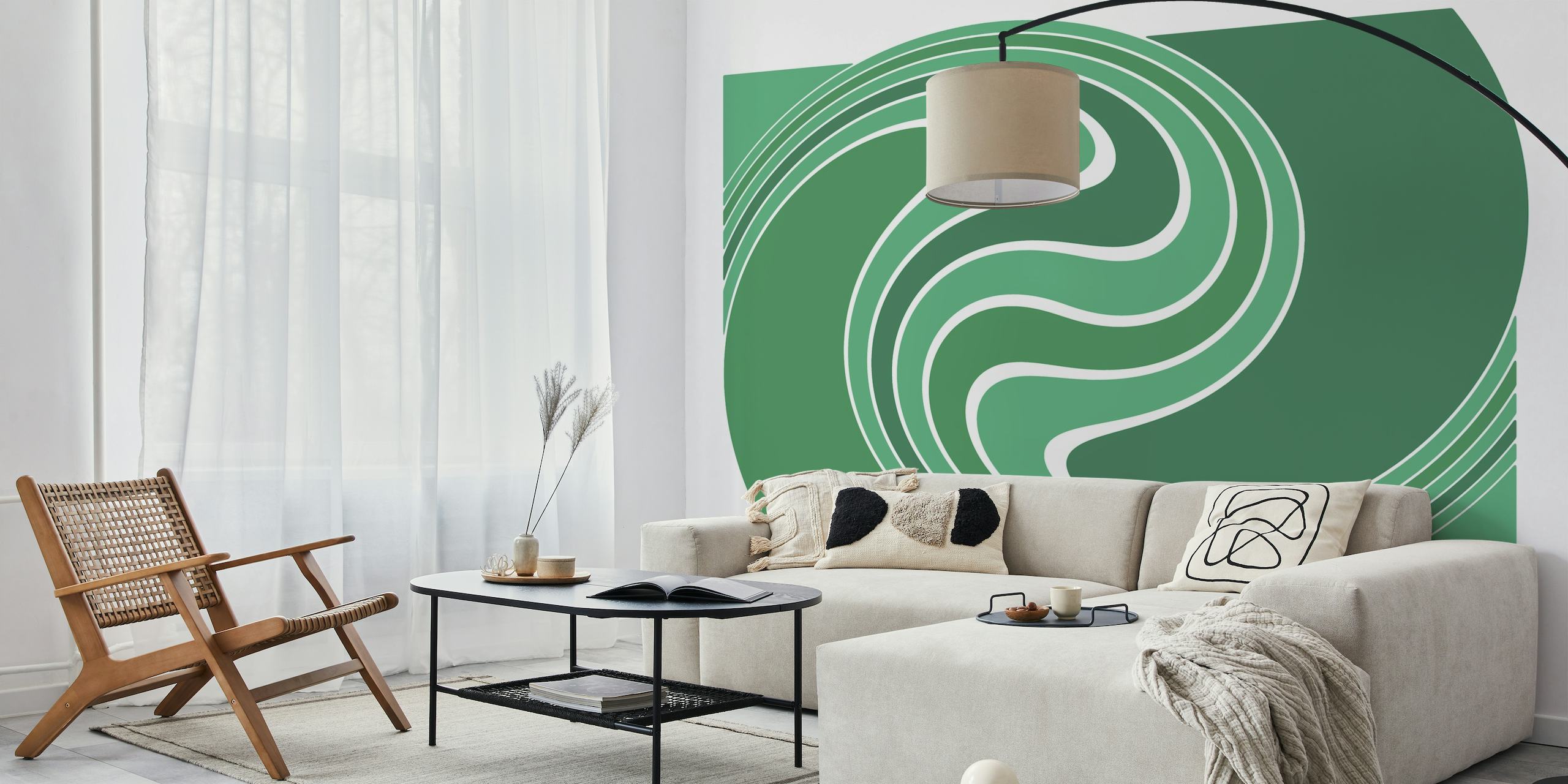 Green Retro Dream Swirl wallpaper