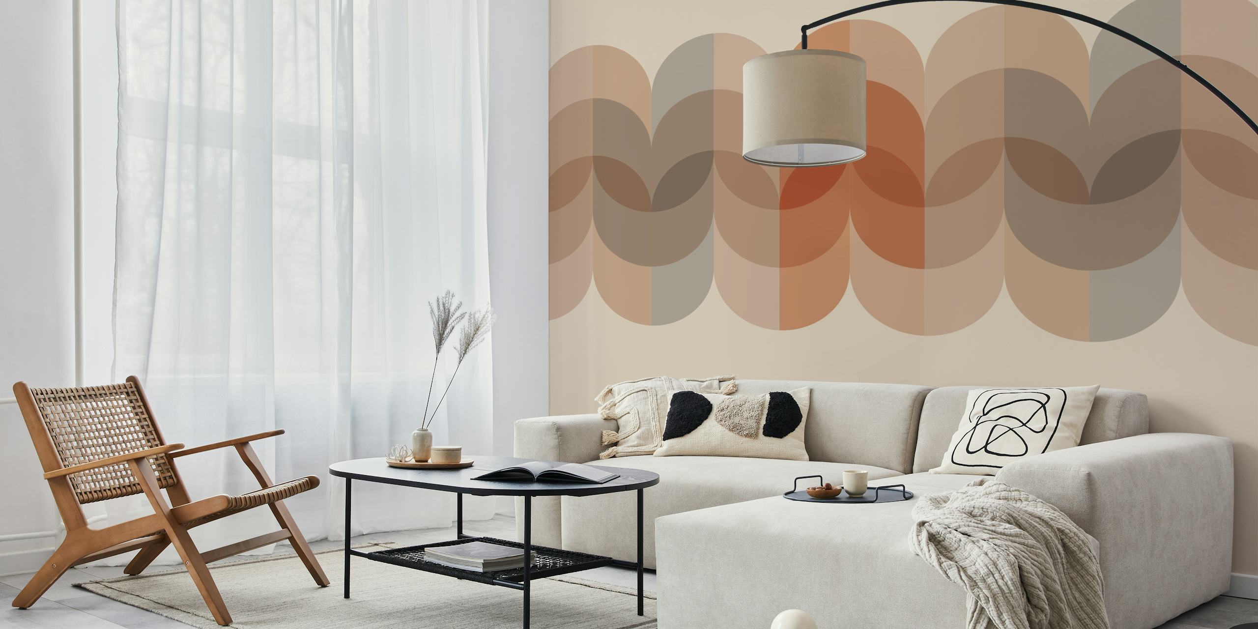 Calm Mid Century Leaf Border wallpaper in a room