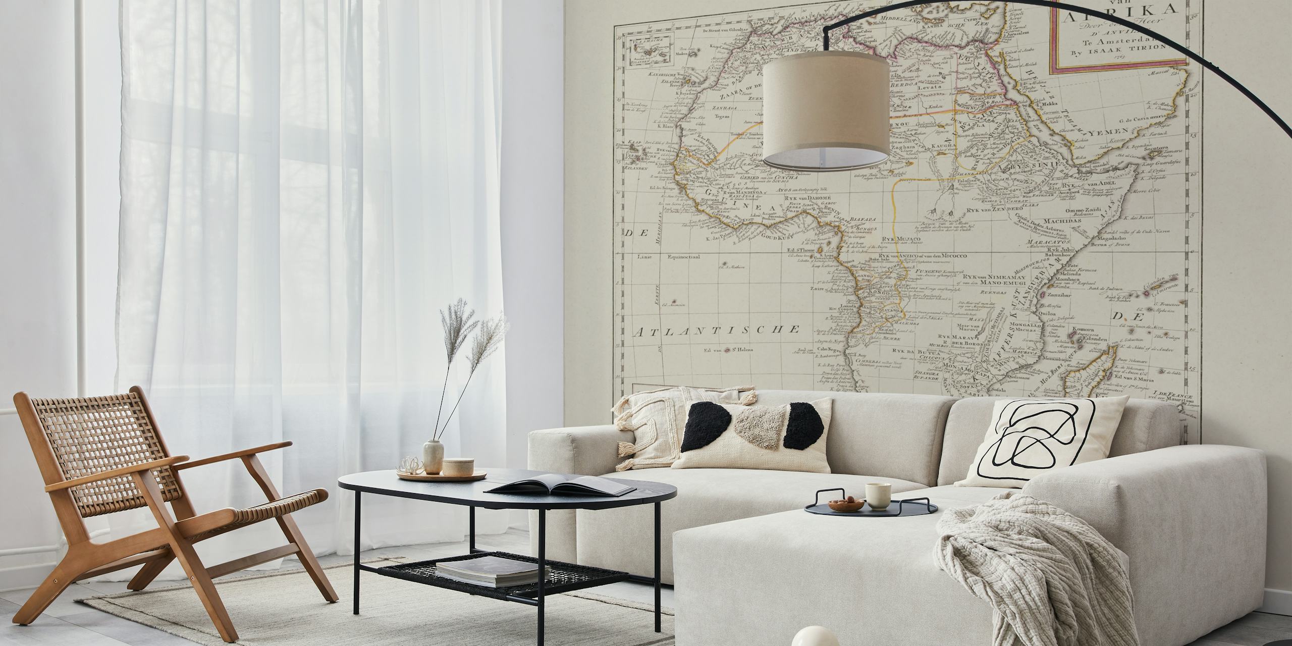 Vintage Africa Map wallpaper in a room