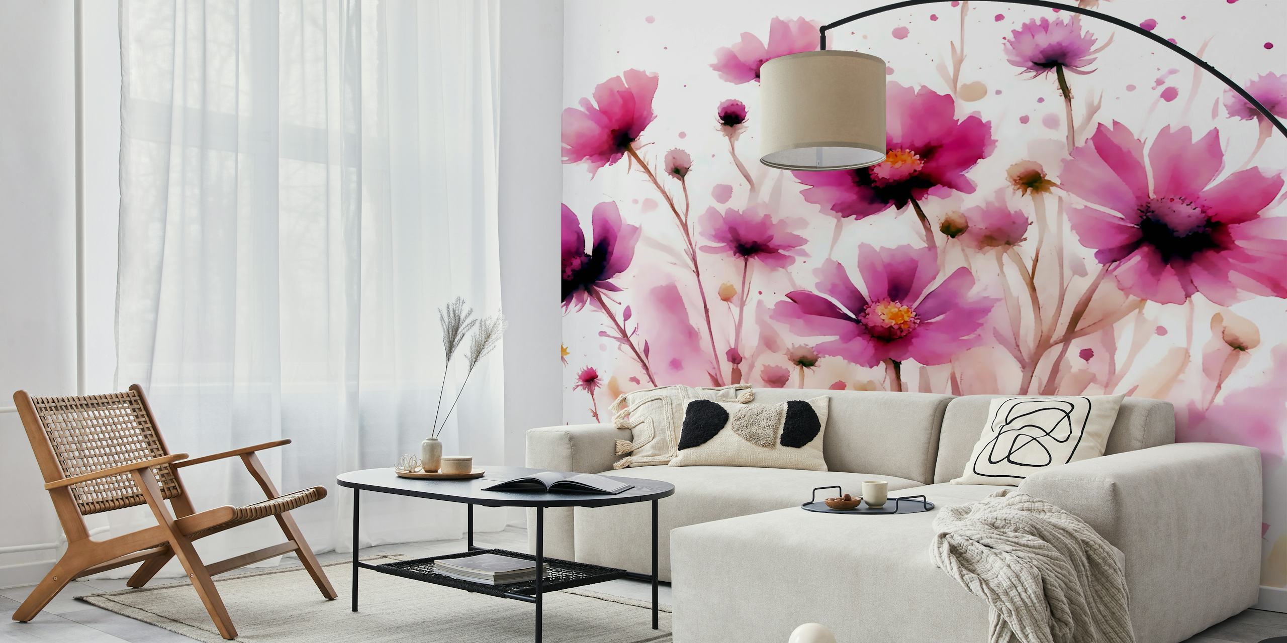 Design de papel de parede Magenta wildflowers