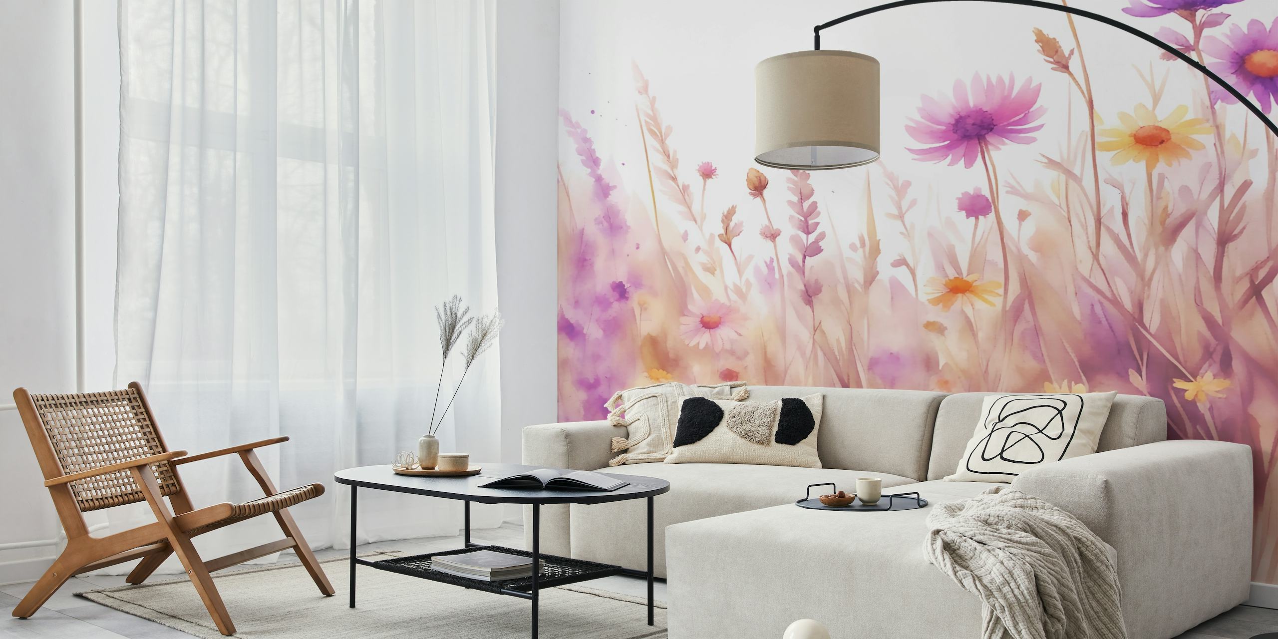 Soft Floral Abstract Watercolor papel de parede