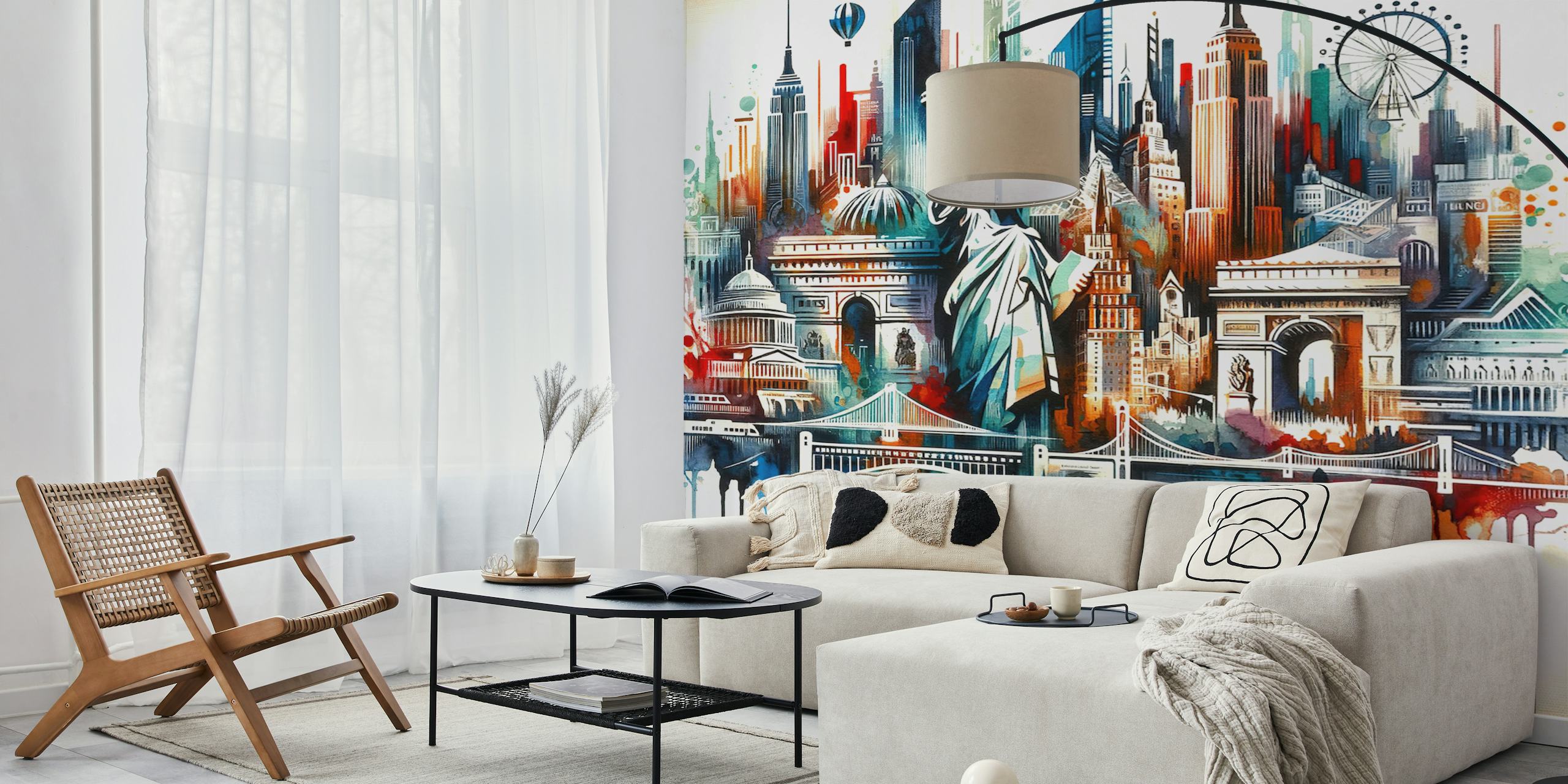 Abstract watercolor wallpaper featuring New York