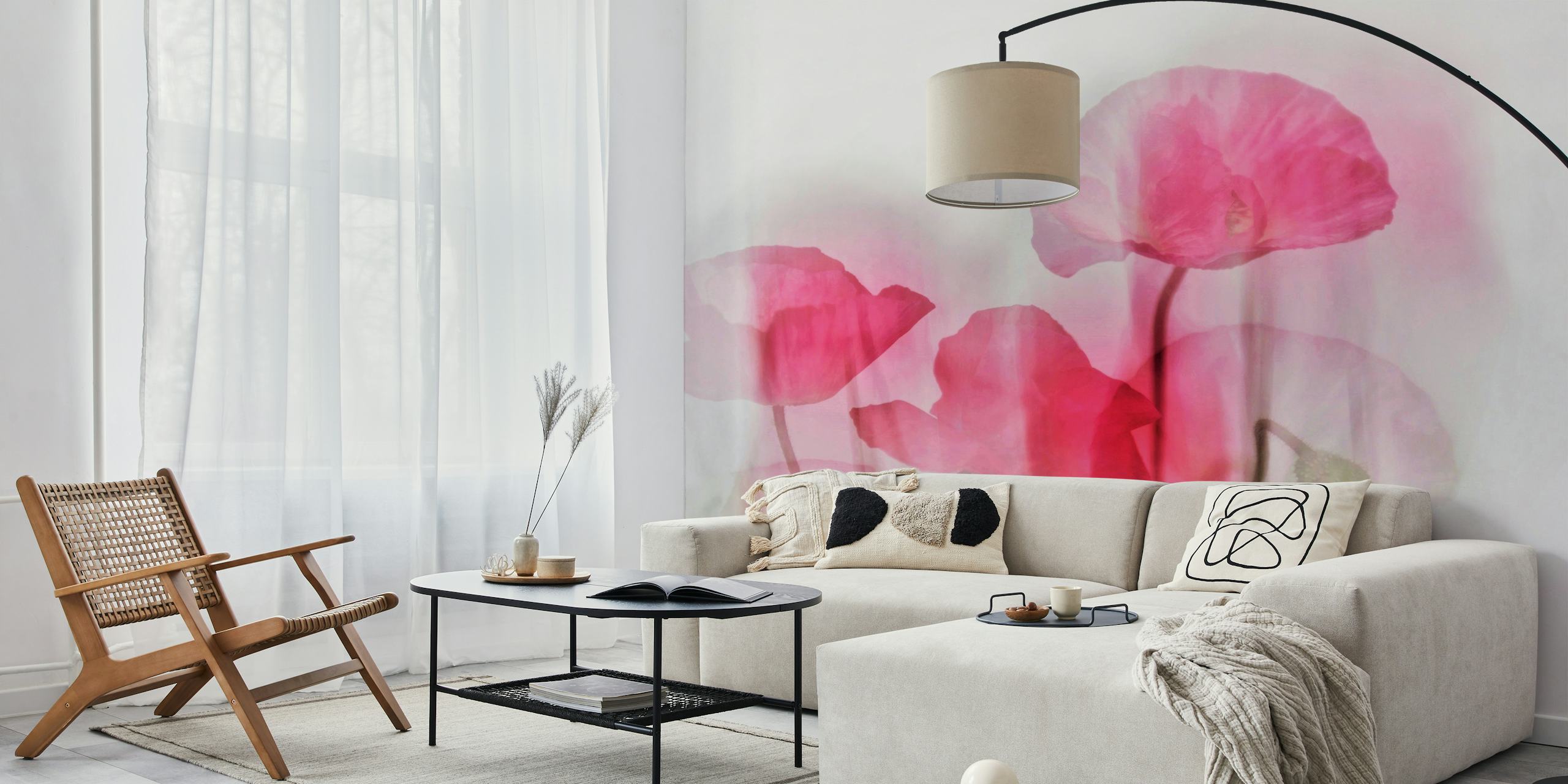 Pink flowers with a soft background floral wallpaper