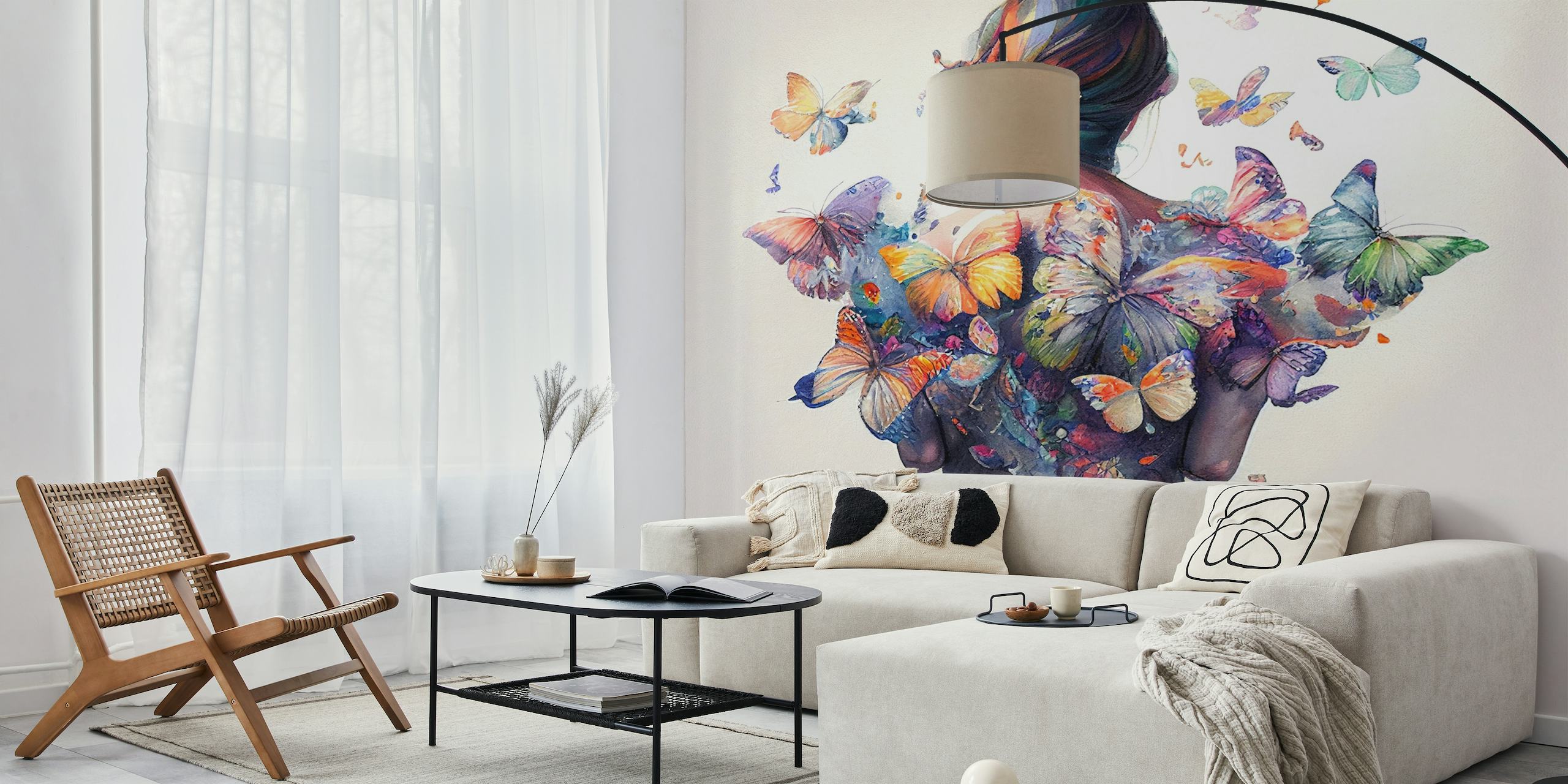 Watercolor Butterfly Woman Body #1 wallpaper