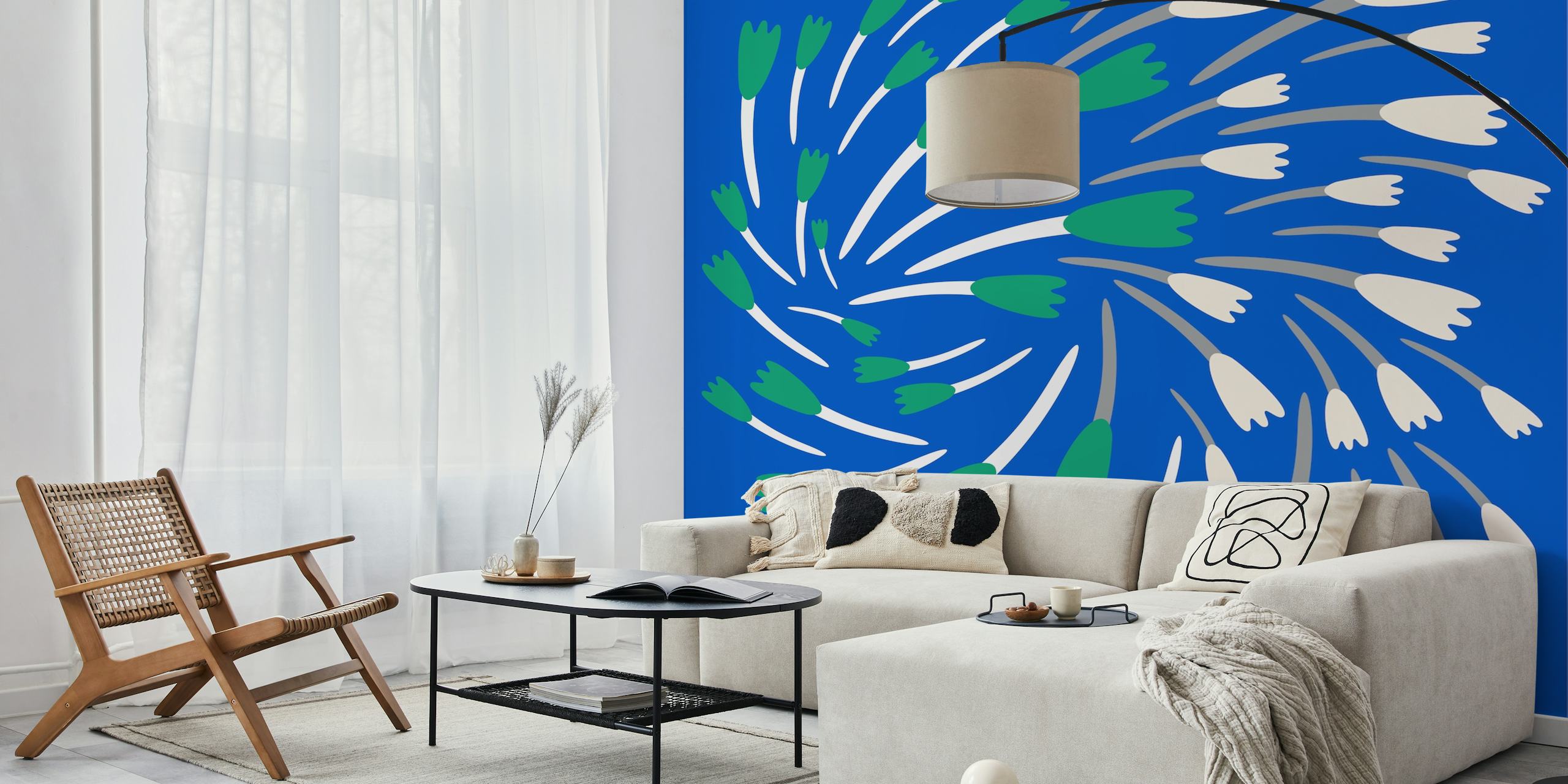 Naive tulips wall decor design σε μπλε