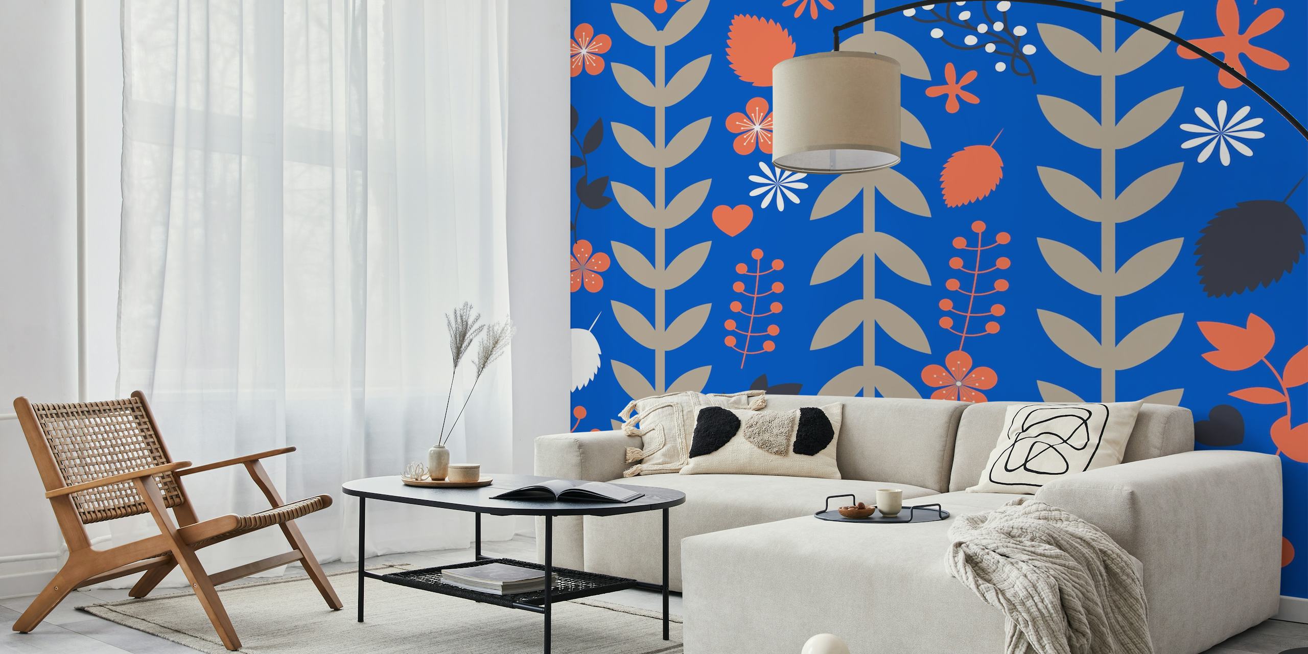 Floral pattern wallpaper dans une pièce