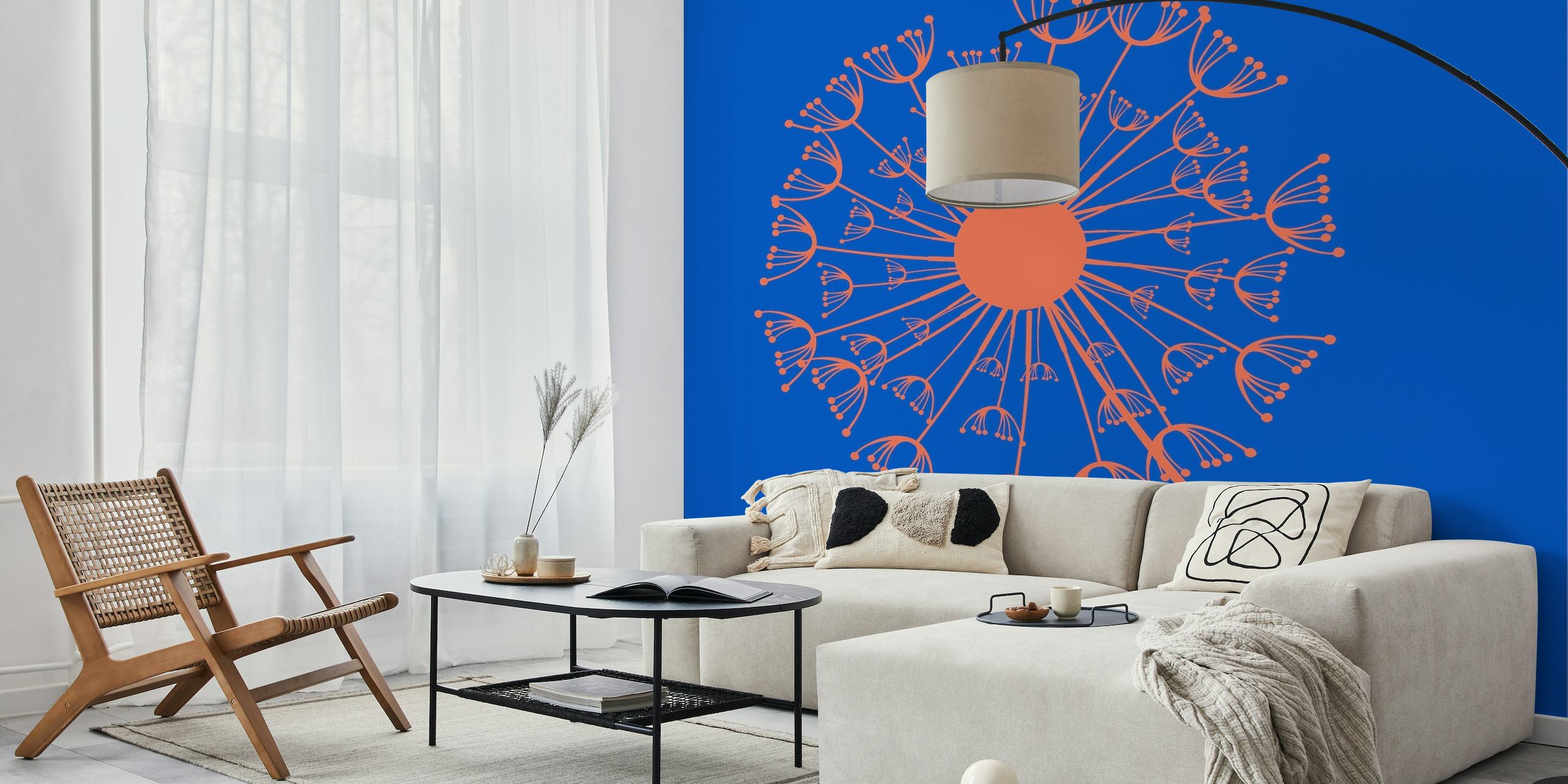 Azure blue orange dandelion papel de parede